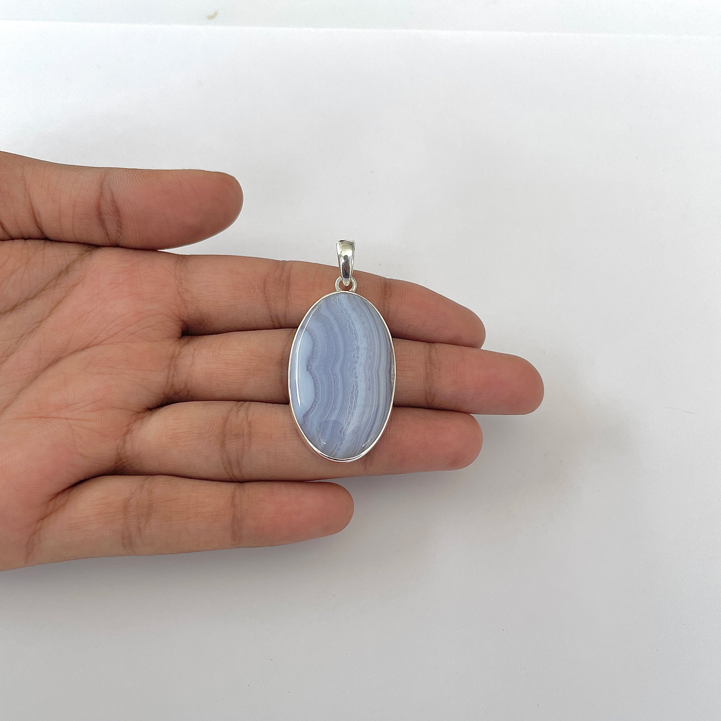 Blue Lace Agate Pendant-(BLA-1-44)