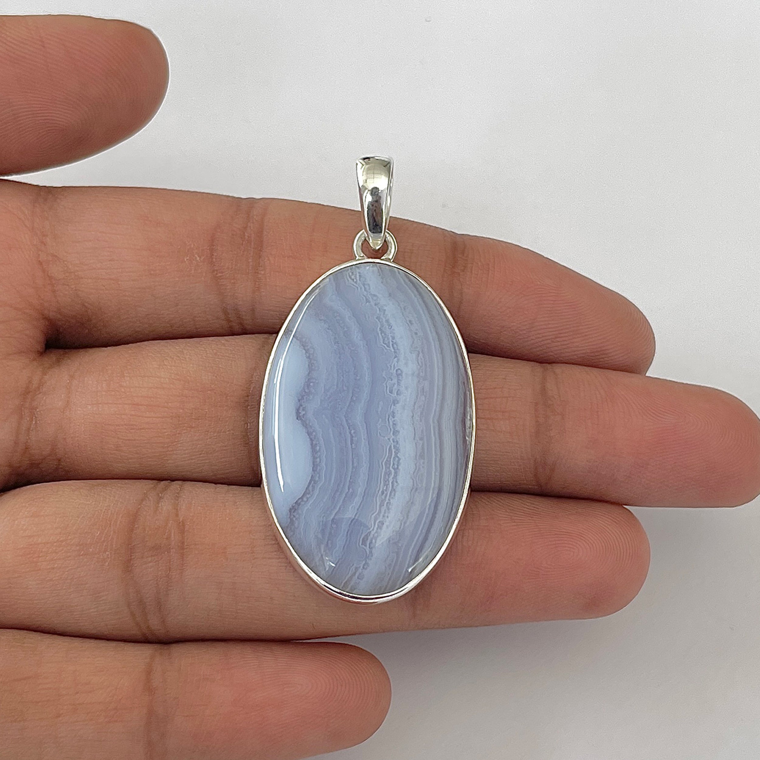 Blue Lace Agate Pendant-(BLA-1-44)