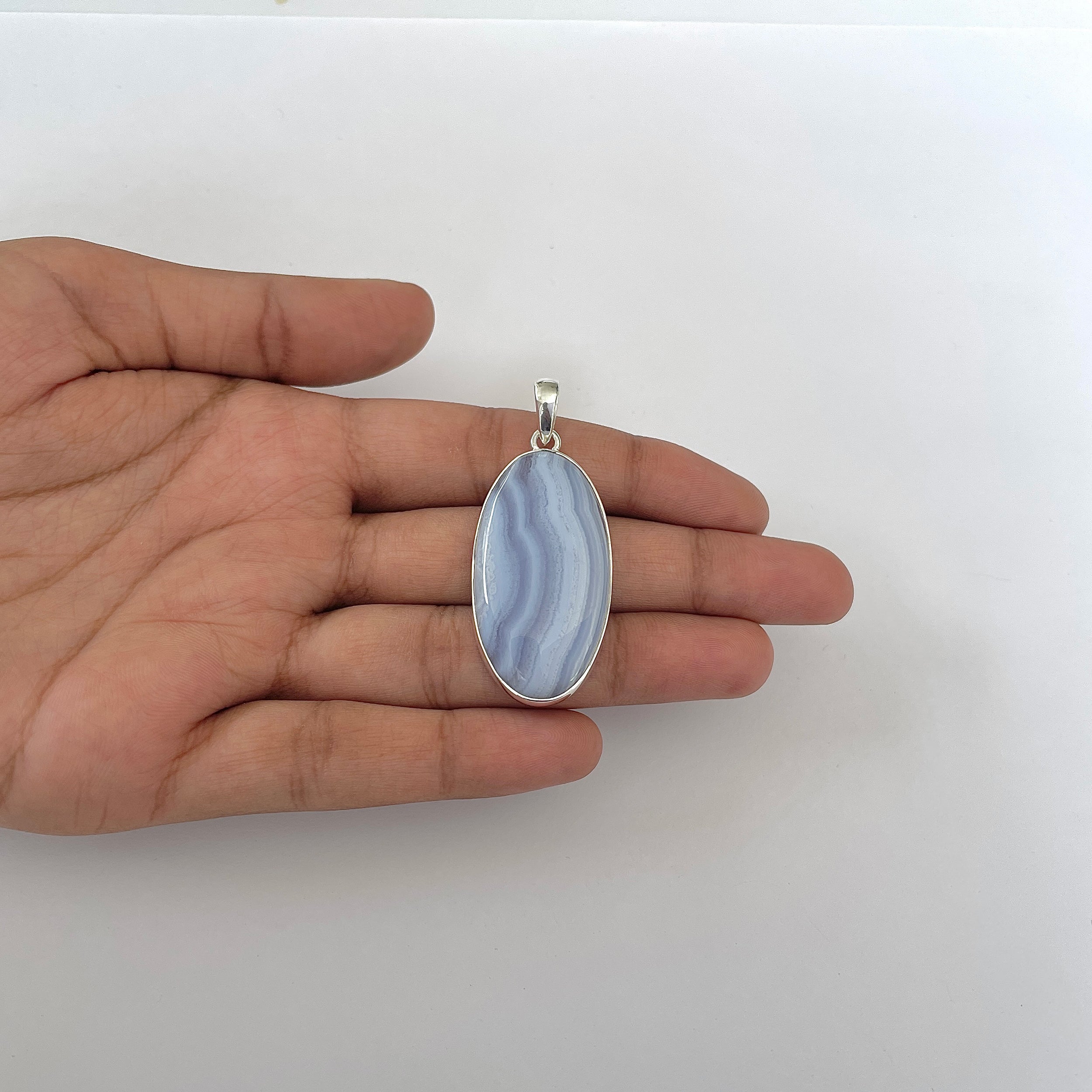 Blue Lace Agate Pendant-(BLA-1-45)