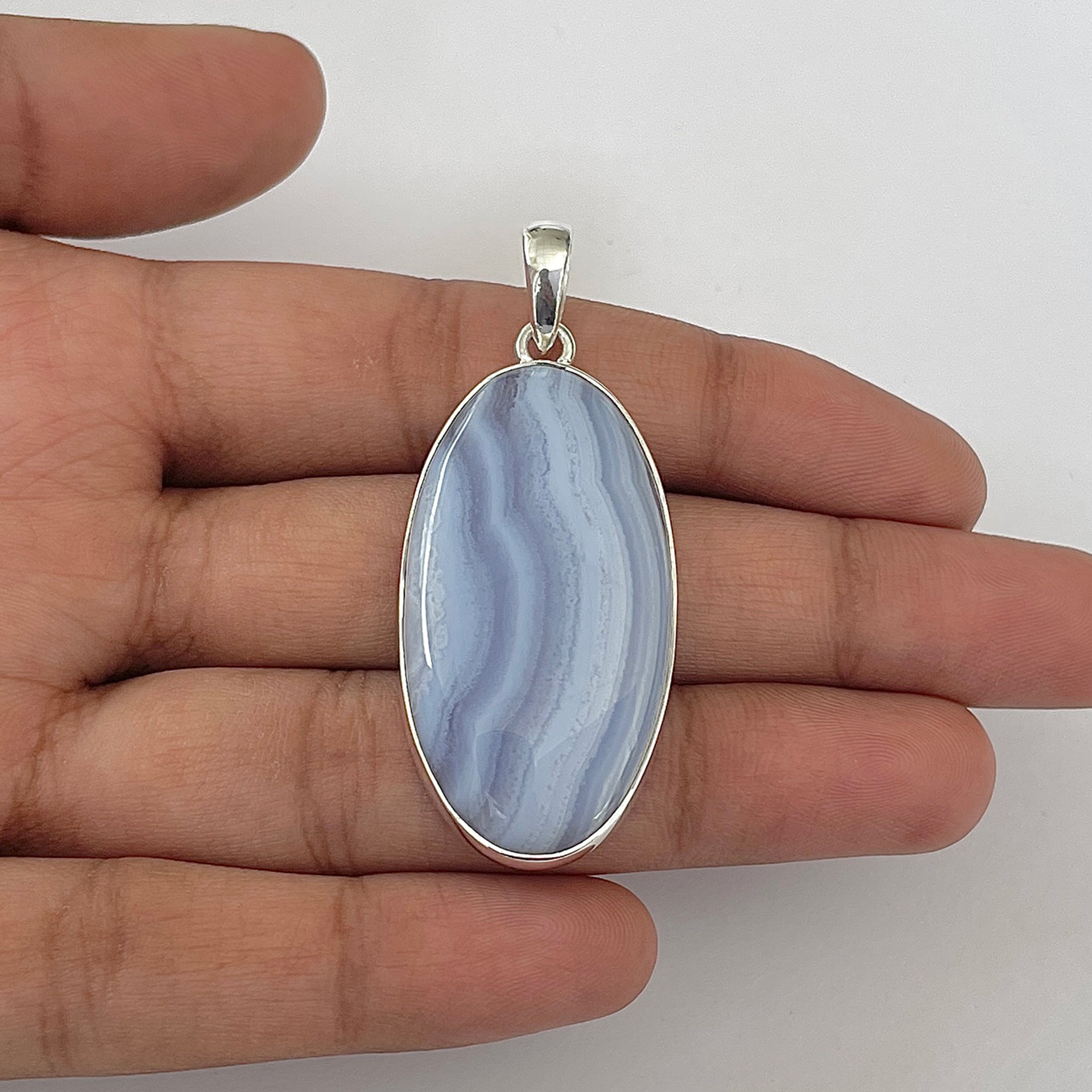 Blue Lace Agate Pendant-(BLA-1-45)