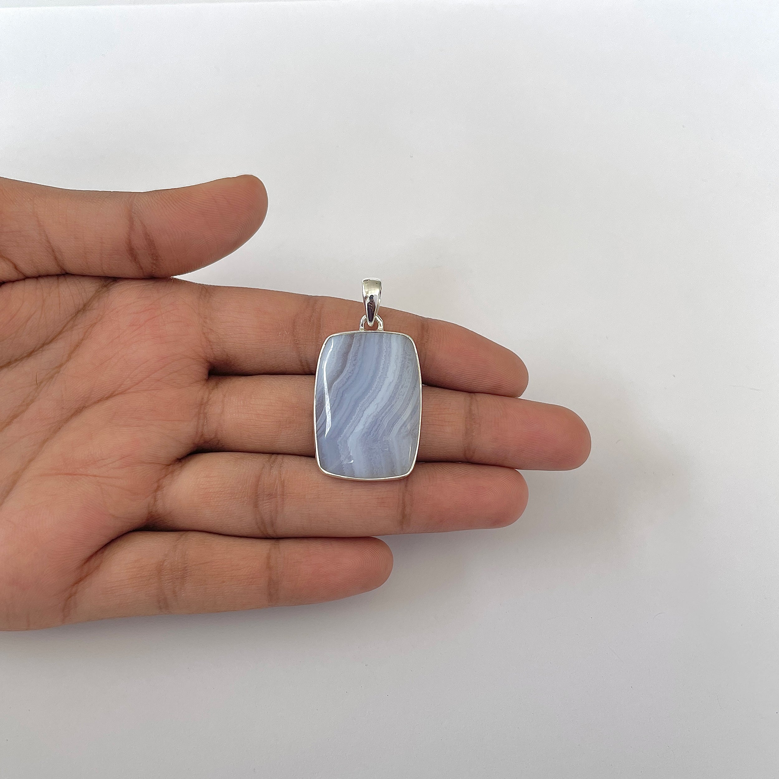 Blue Lace Agate Pendant-(BLA-1-46)