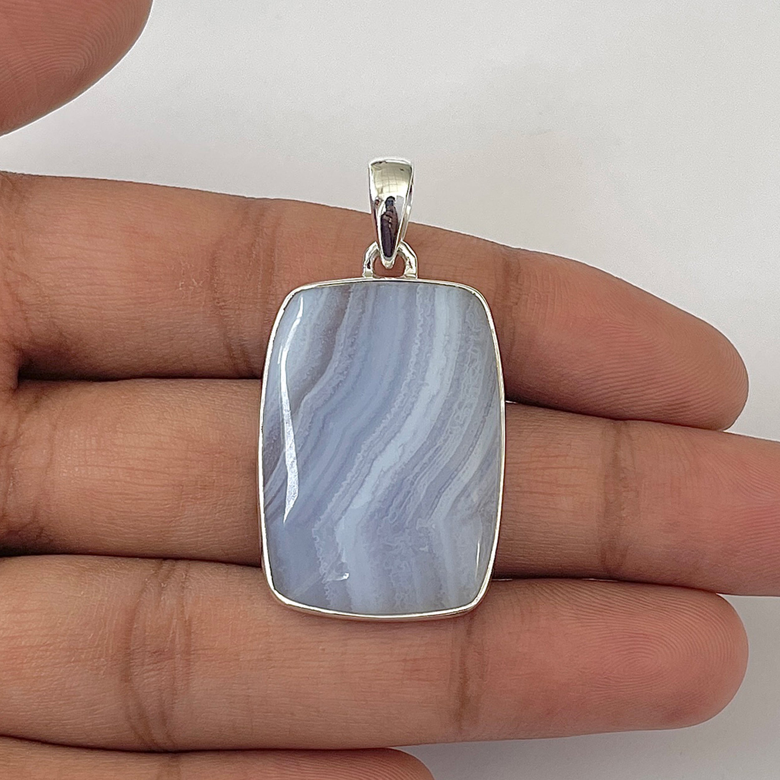 Blue Lace Agate Pendant-(BLA-1-46)