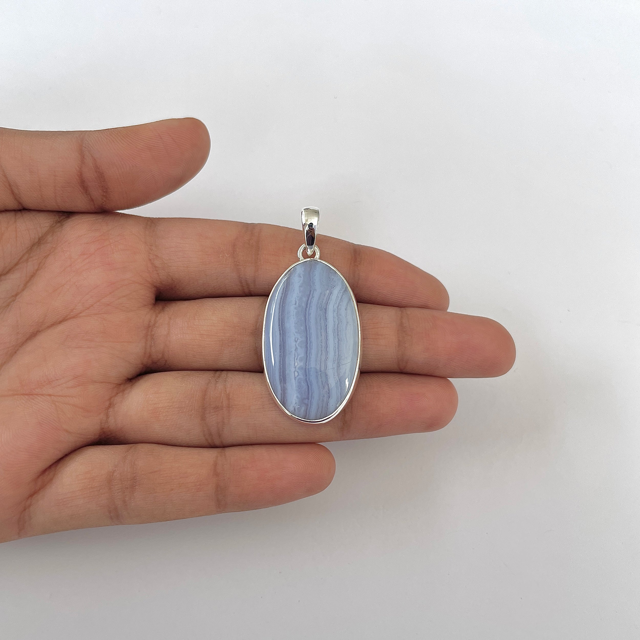 Blue Lace Agate Pendant-(BLA-1-48)
