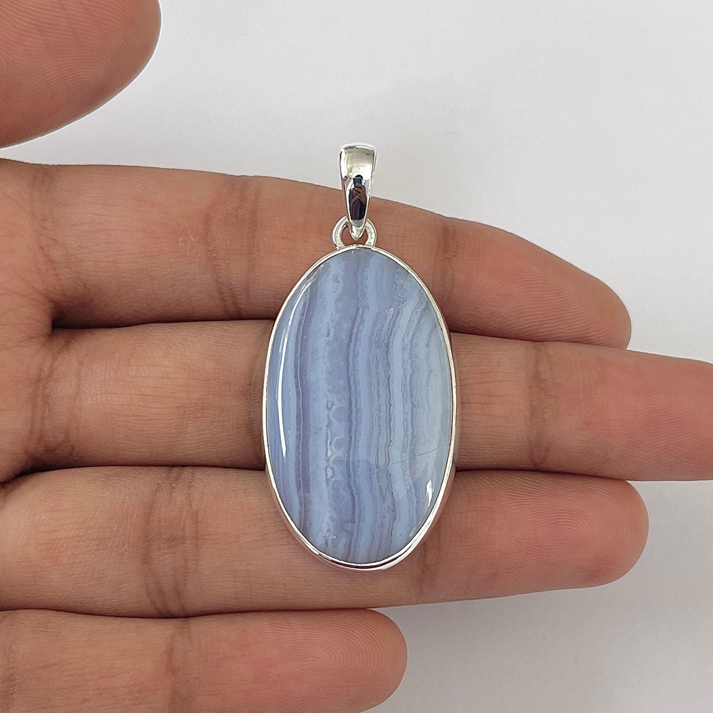 Blue Lace Agate Pendant-(BLA-1-48)