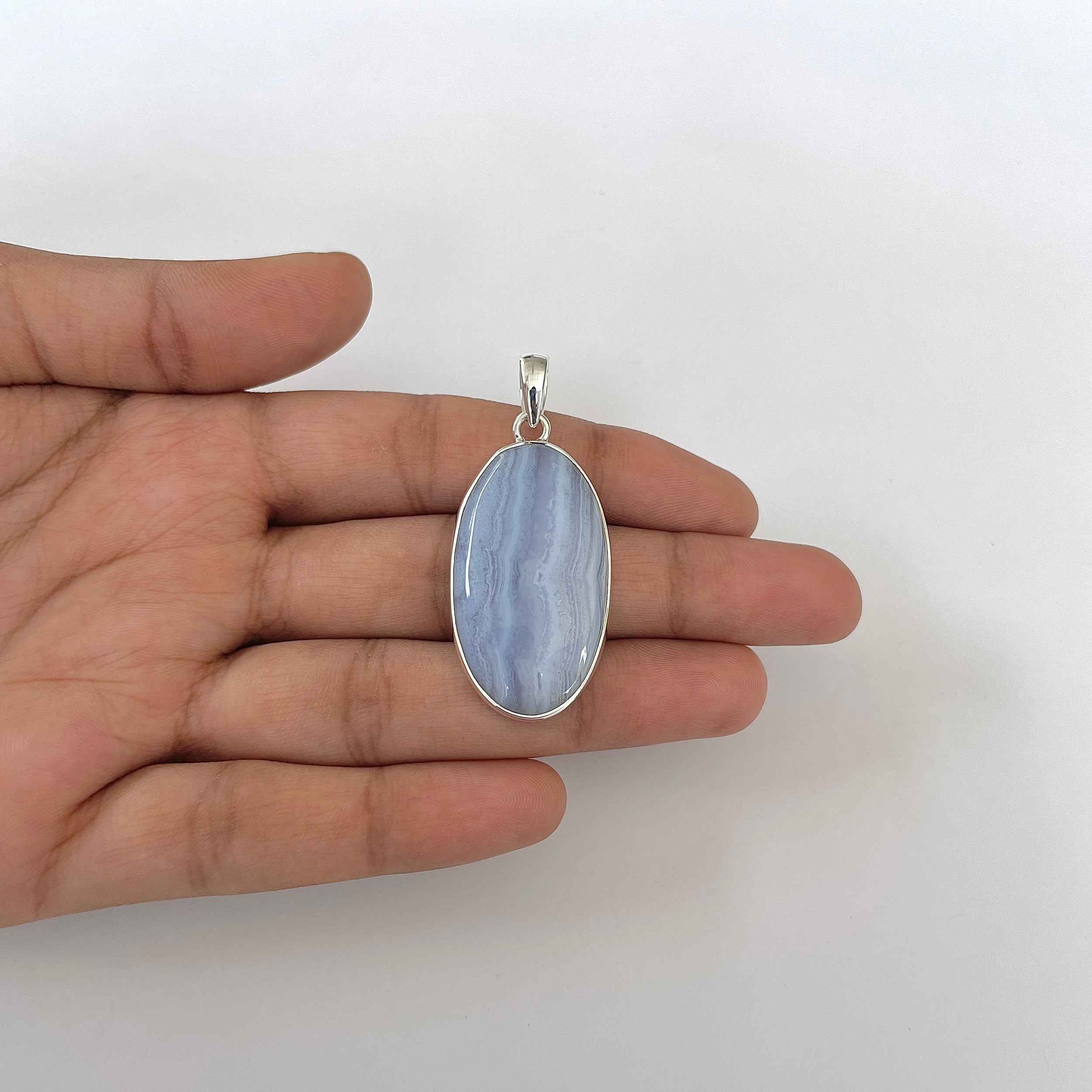 Blue Lace Agate Pendant-(BLA-1-49)