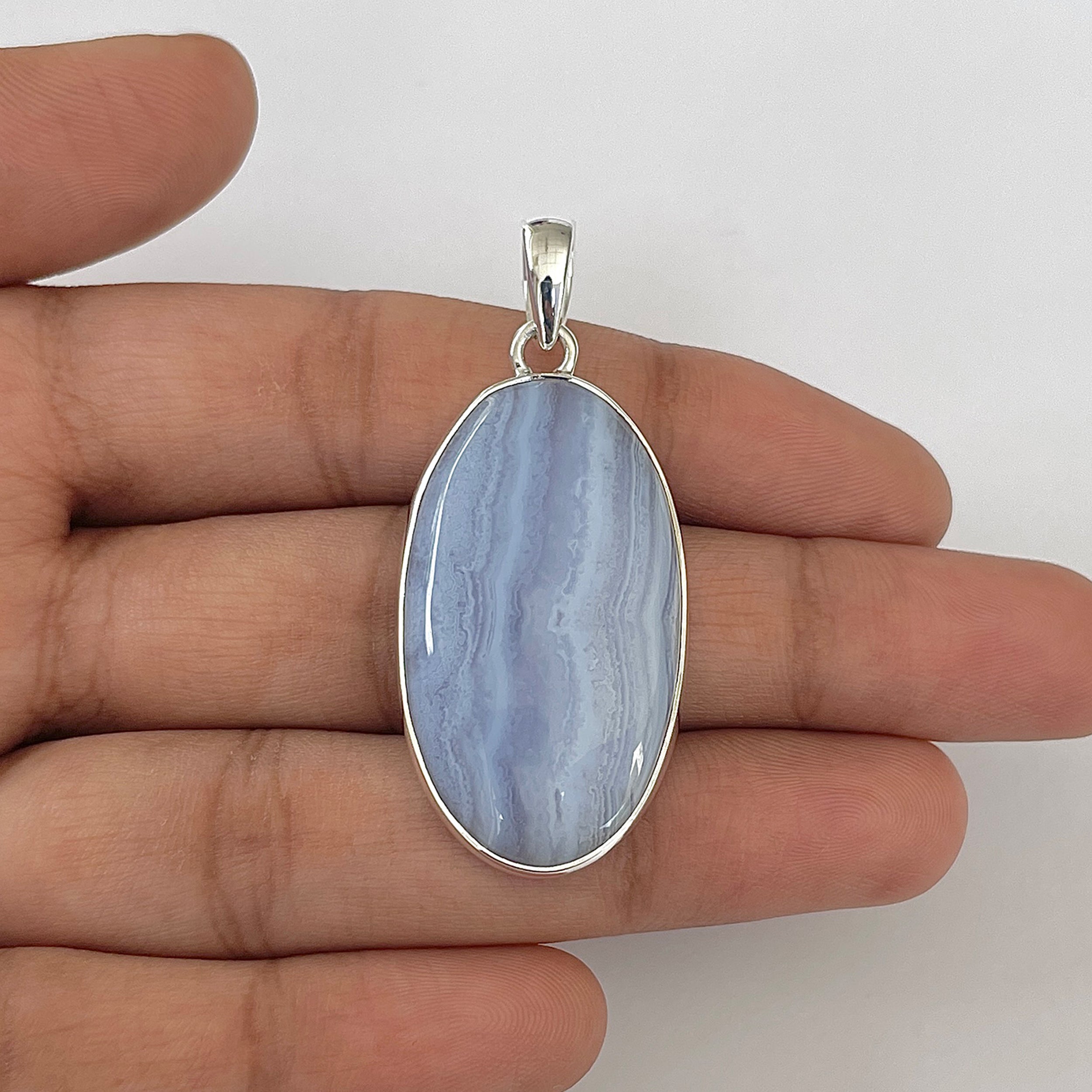 Blue Lace Agate Pendant-(BLA-1-49)