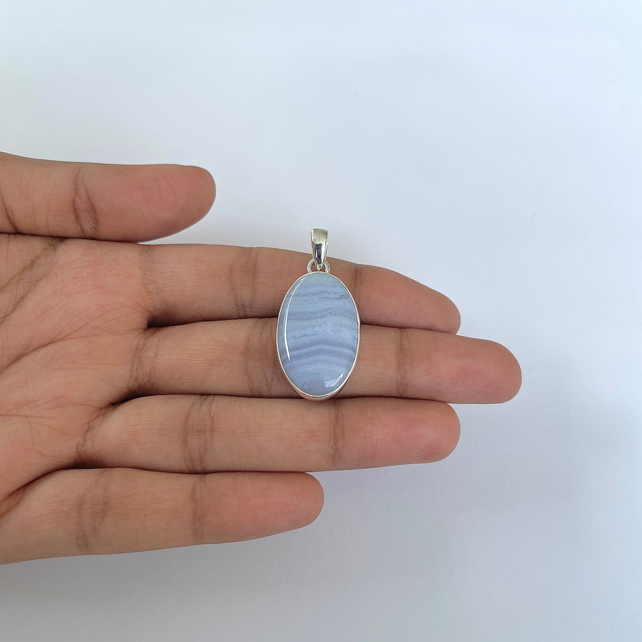 Blue Lace Agate Pendant-(BLA-1-52)