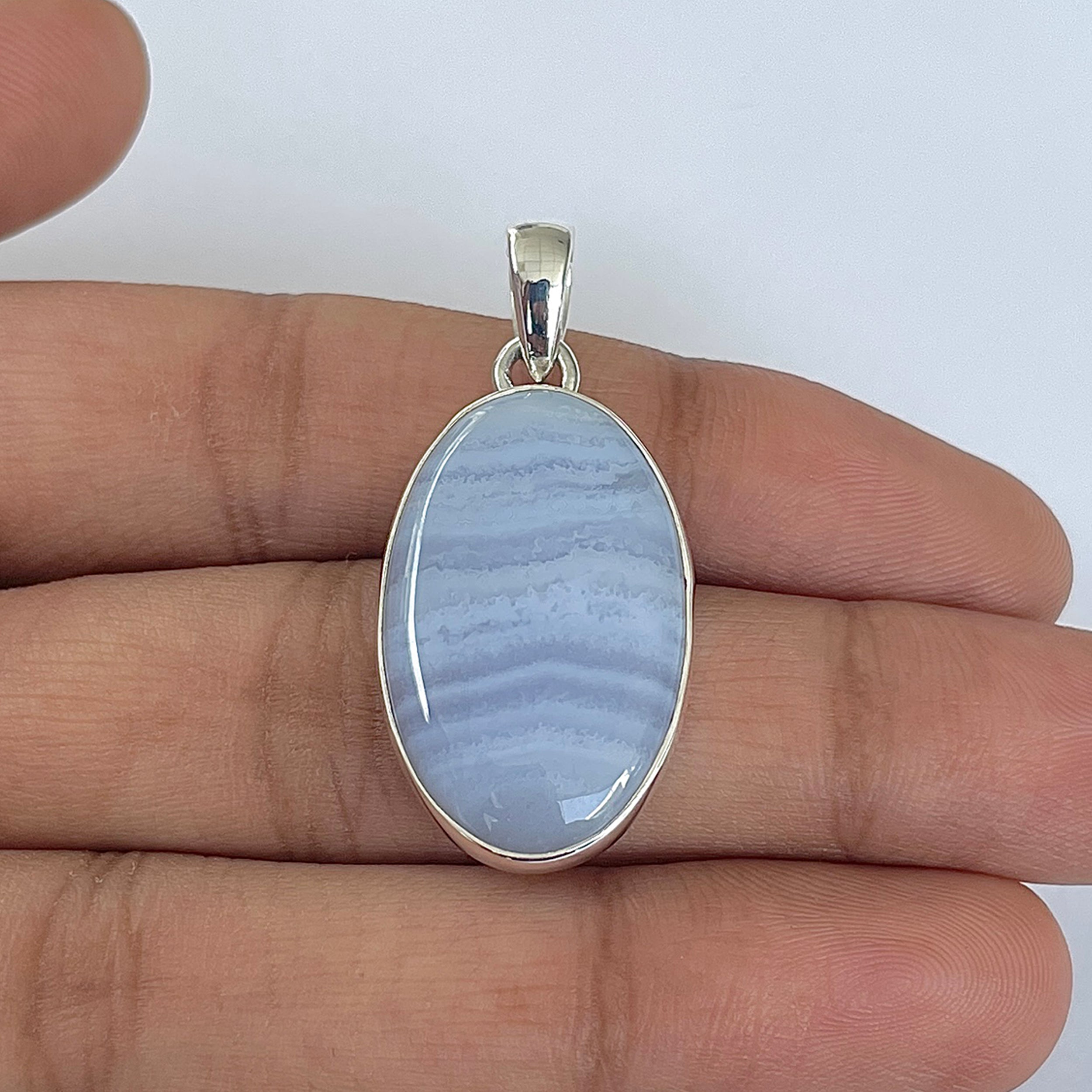 Blue Lace Agate Pendant-(BLA-1-52)