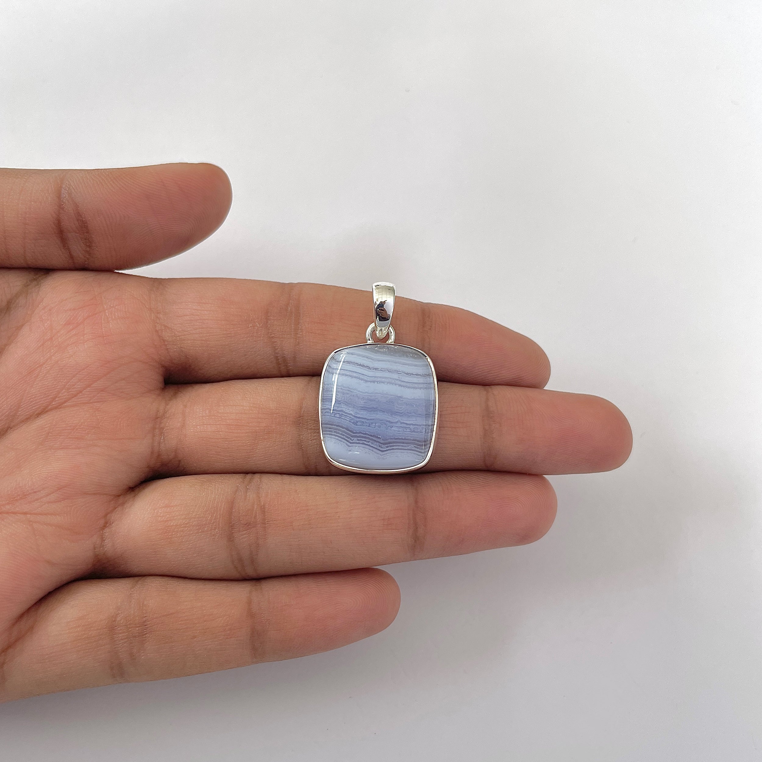Blue Lace Agate Pendant-(BLA-1-53)
