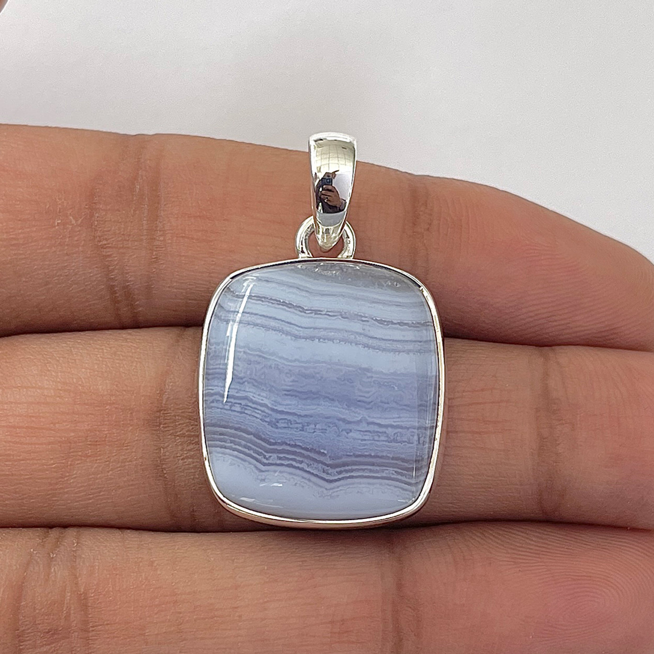 Blue Lace Agate Pendant-(BLA-1-53)