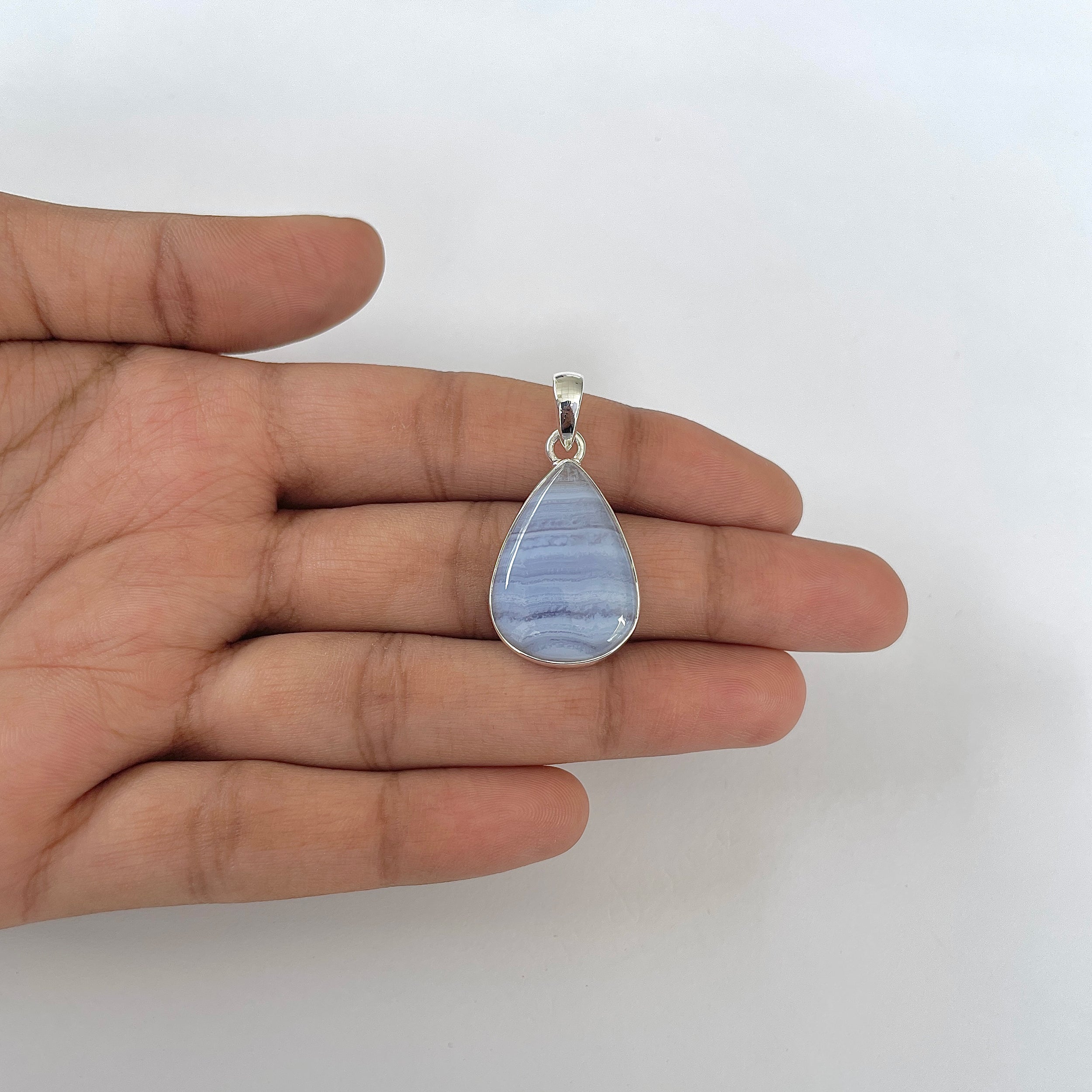 Blue Lace Agate Pendant-(BLA-1-56)