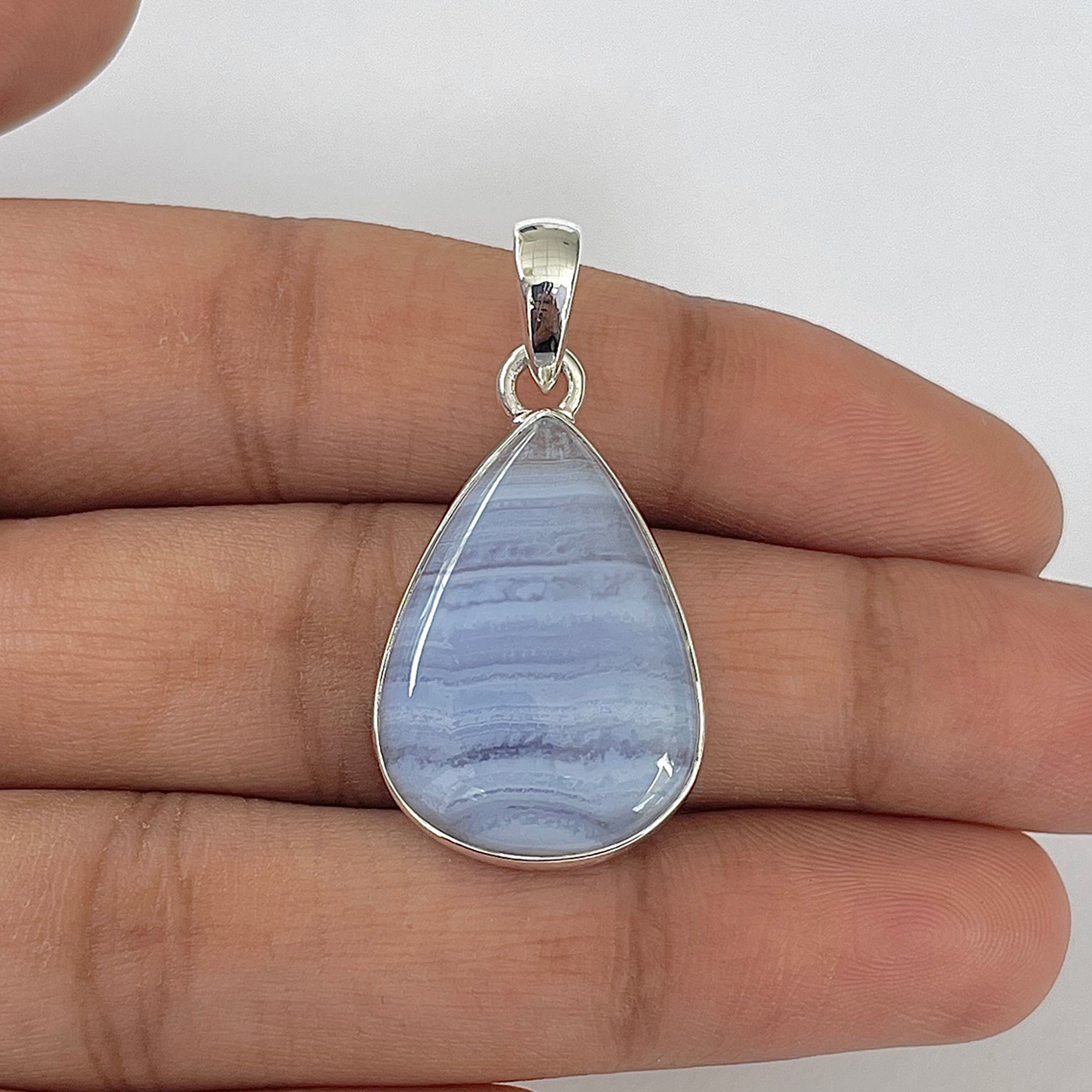 Blue Lace Agate Pendant-(BLA-1-56)