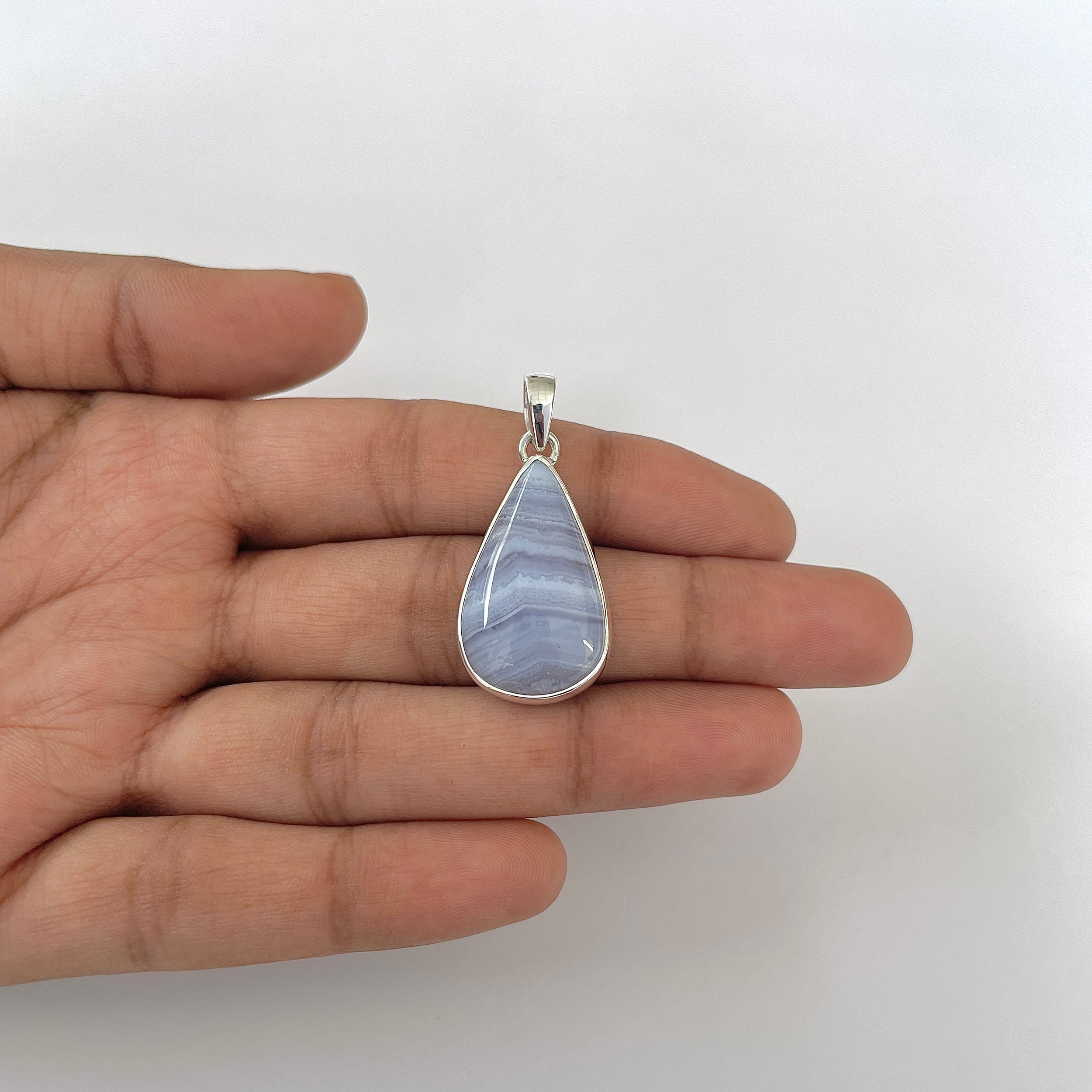 Blue Lace Agate Pendant-(BLA-1-57)