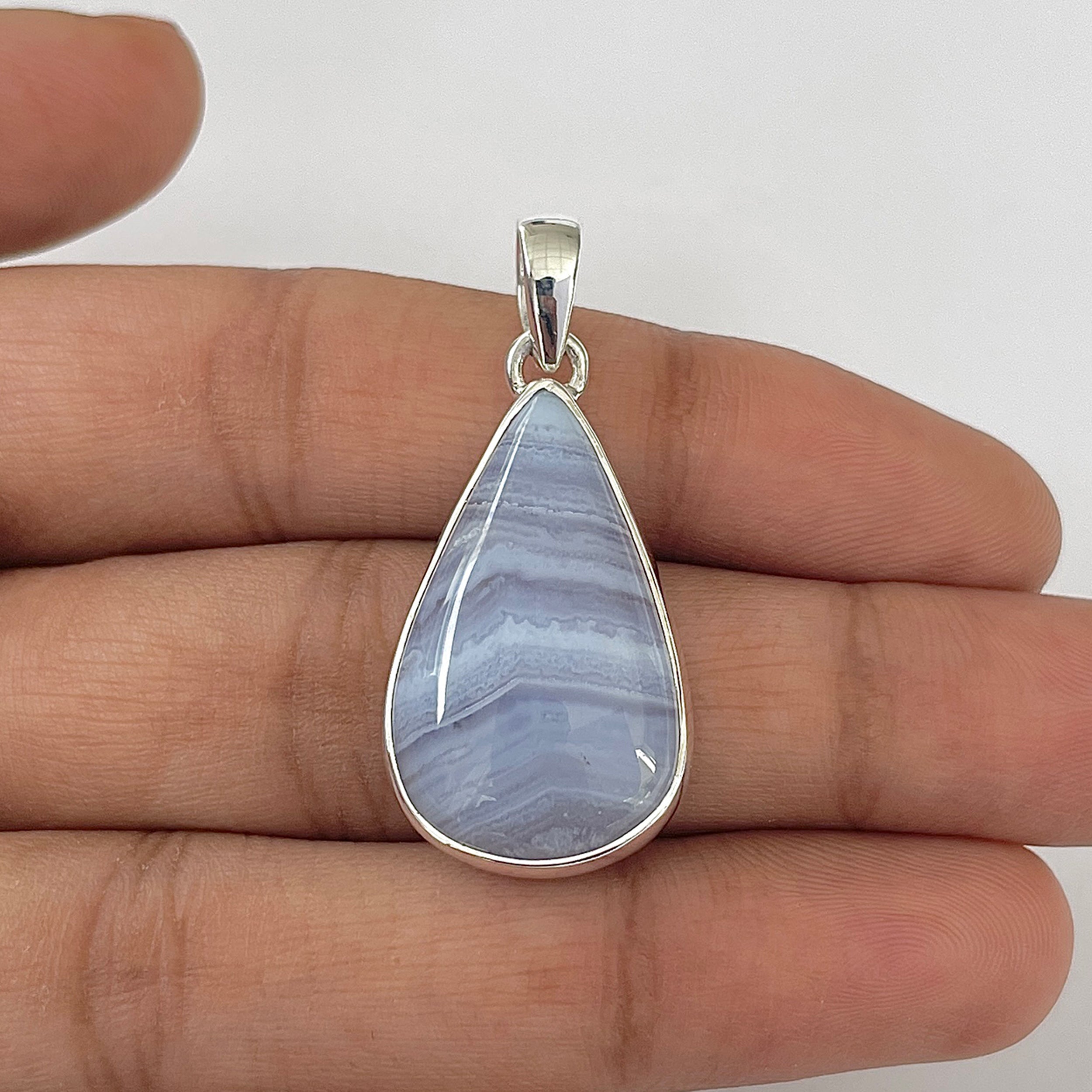 Blue Lace Agate Pendant-(BLA-1-57)