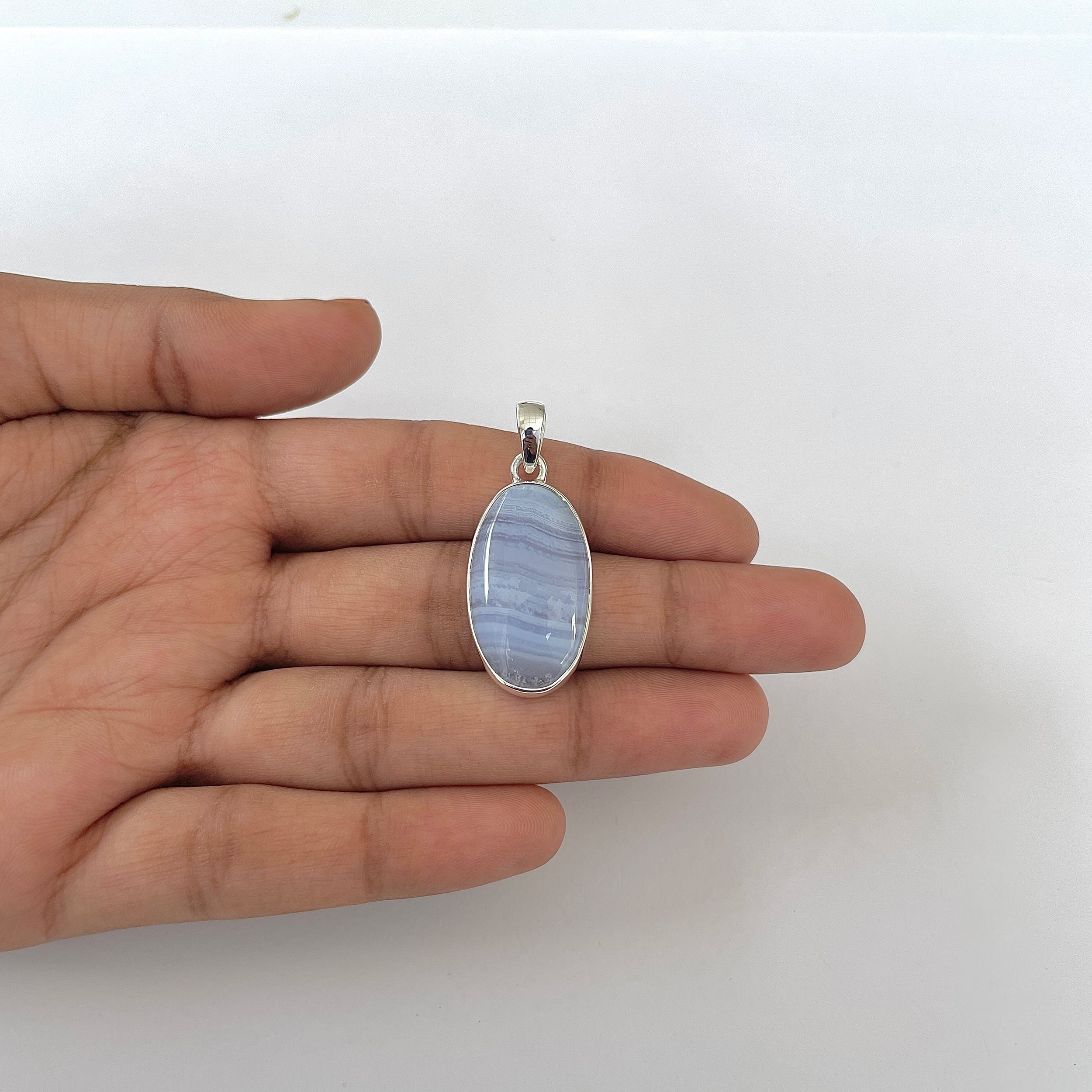 Blue Lace Agate Pendant-(BLA-1-58)