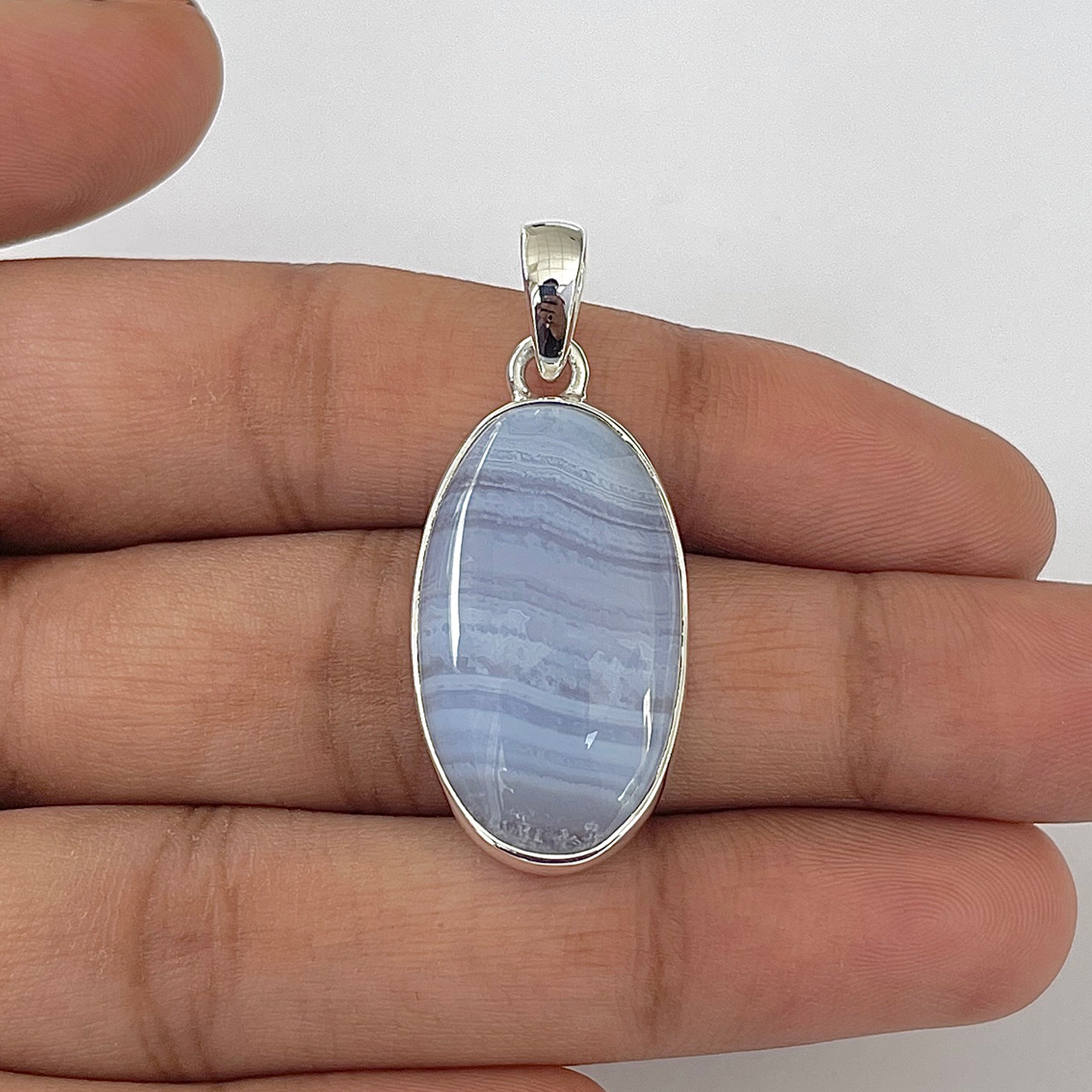 Blue Lace Agate Pendant-(BLA-1-58)