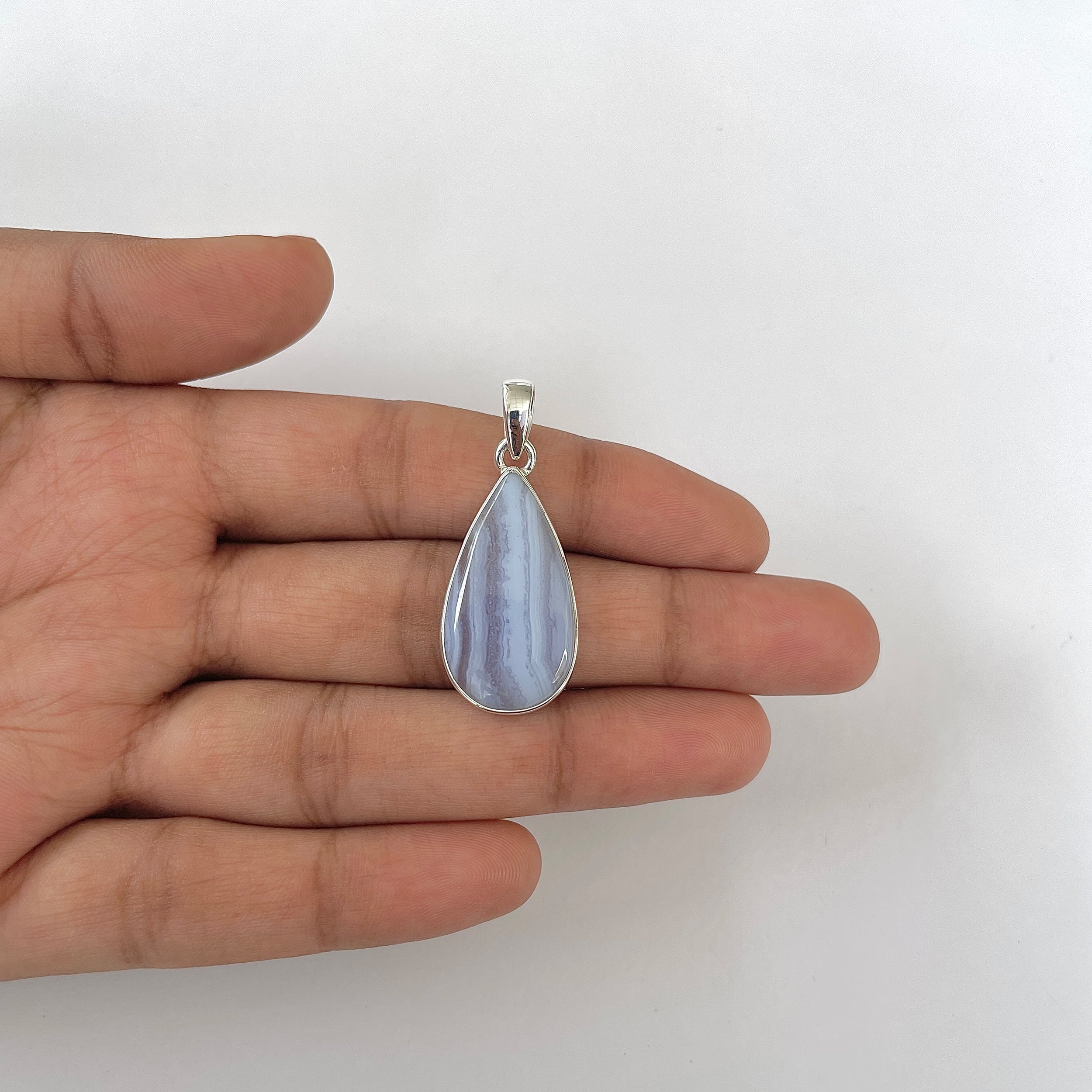 Blue Lace Agate Pendant-(BLA-1-59)