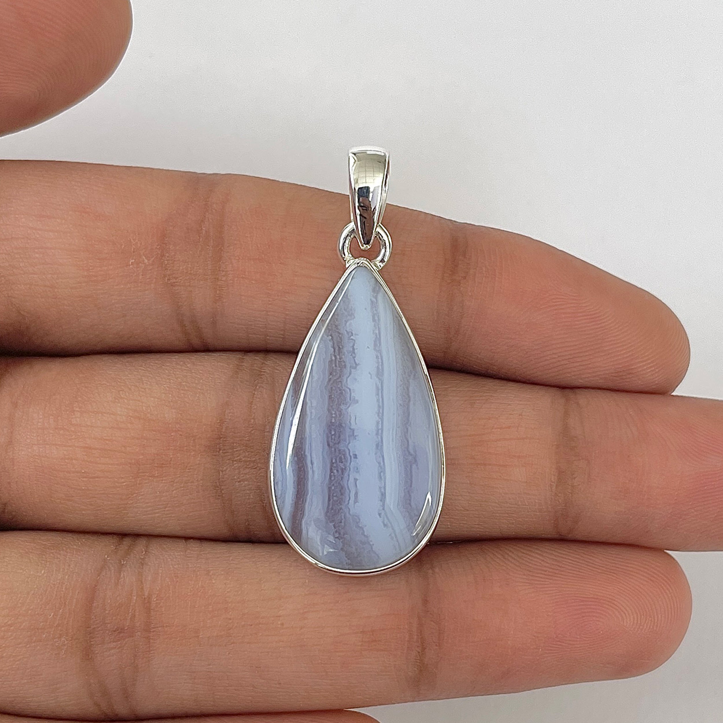 Blue Lace Agate Pendant-(BLA-1-59)