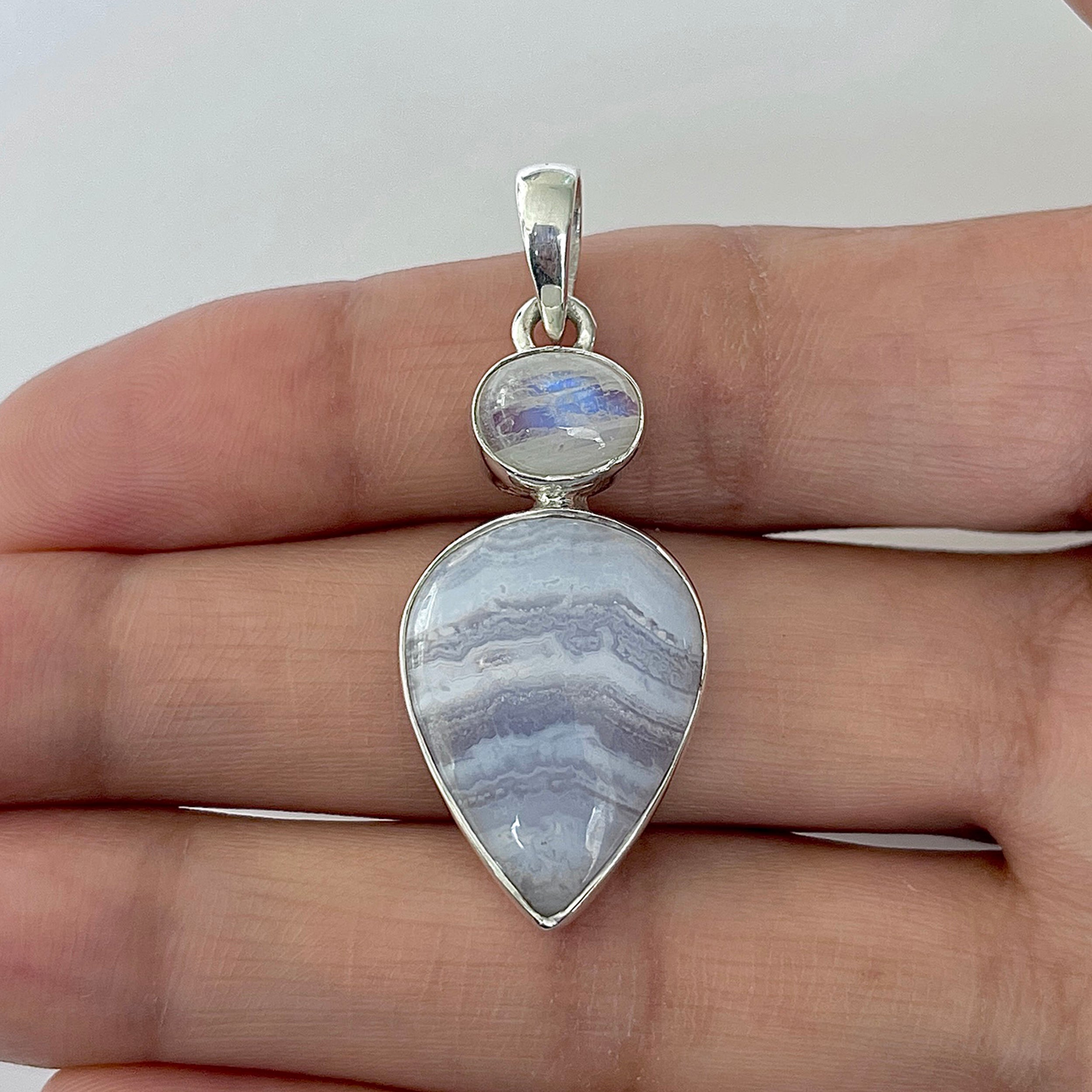 Blue Lace Agate Pendant-(BLA-1-6)