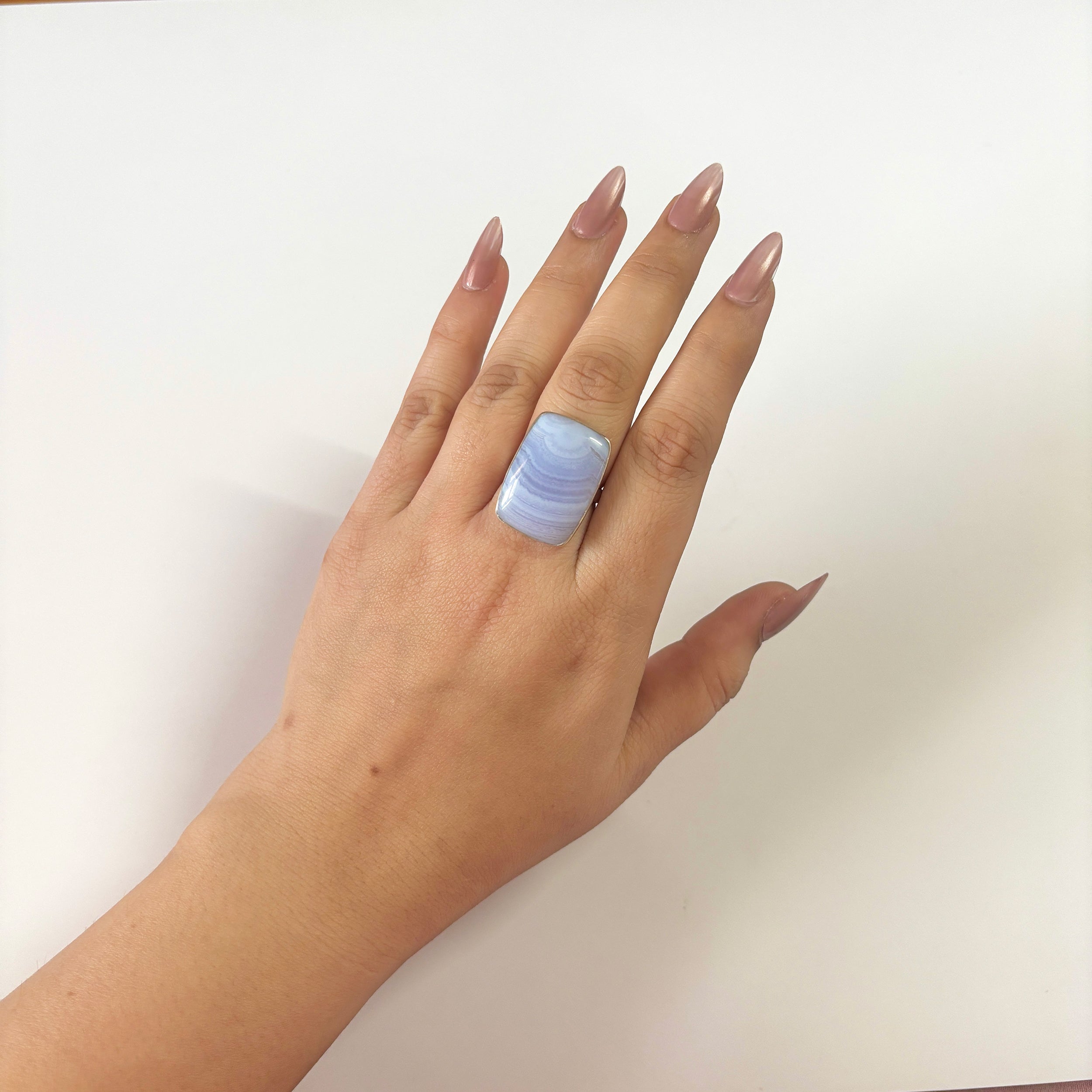 Blue Lace Agate Ring-(BLA-2-1)