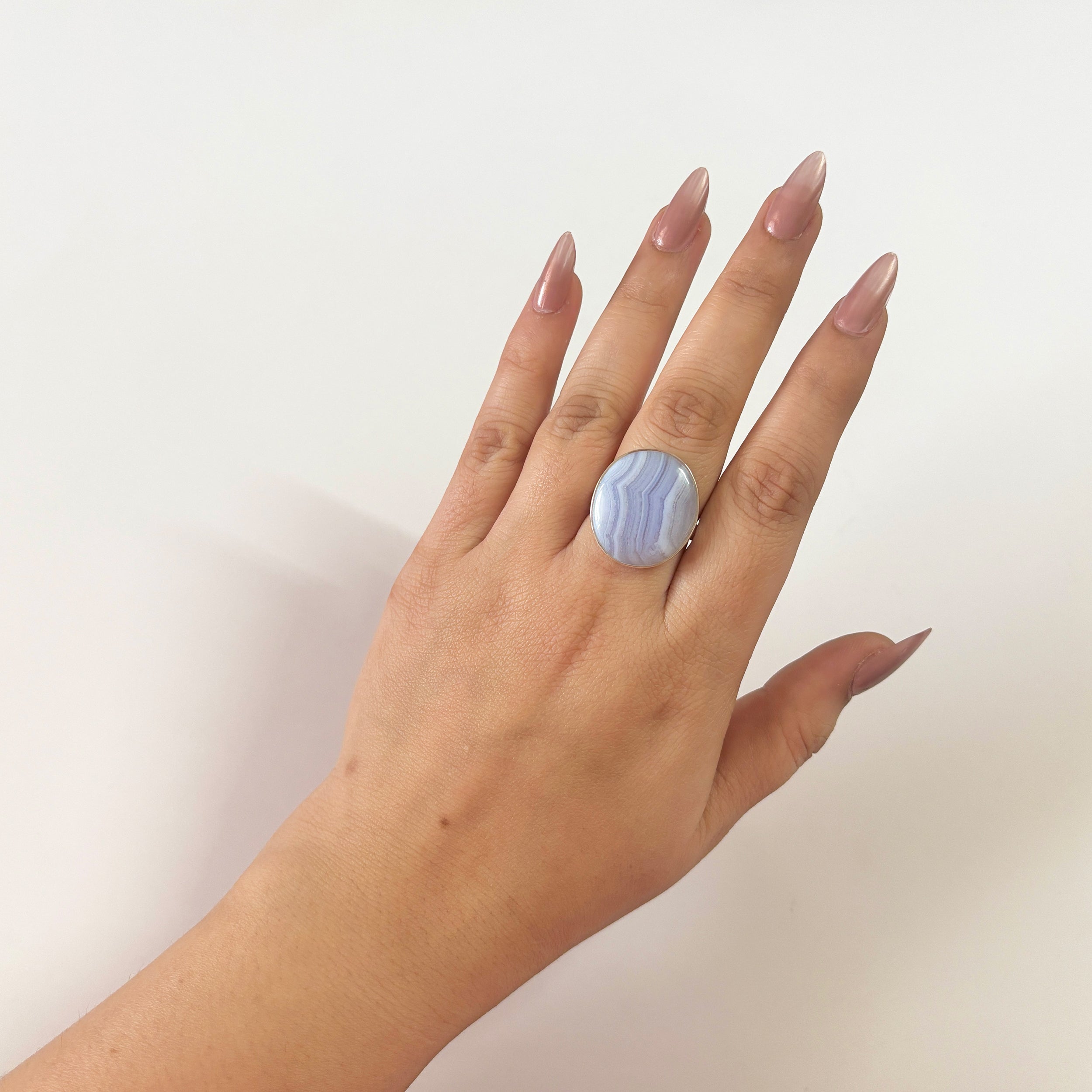 Blue Lace Agate Ring-(BLA-2-6)