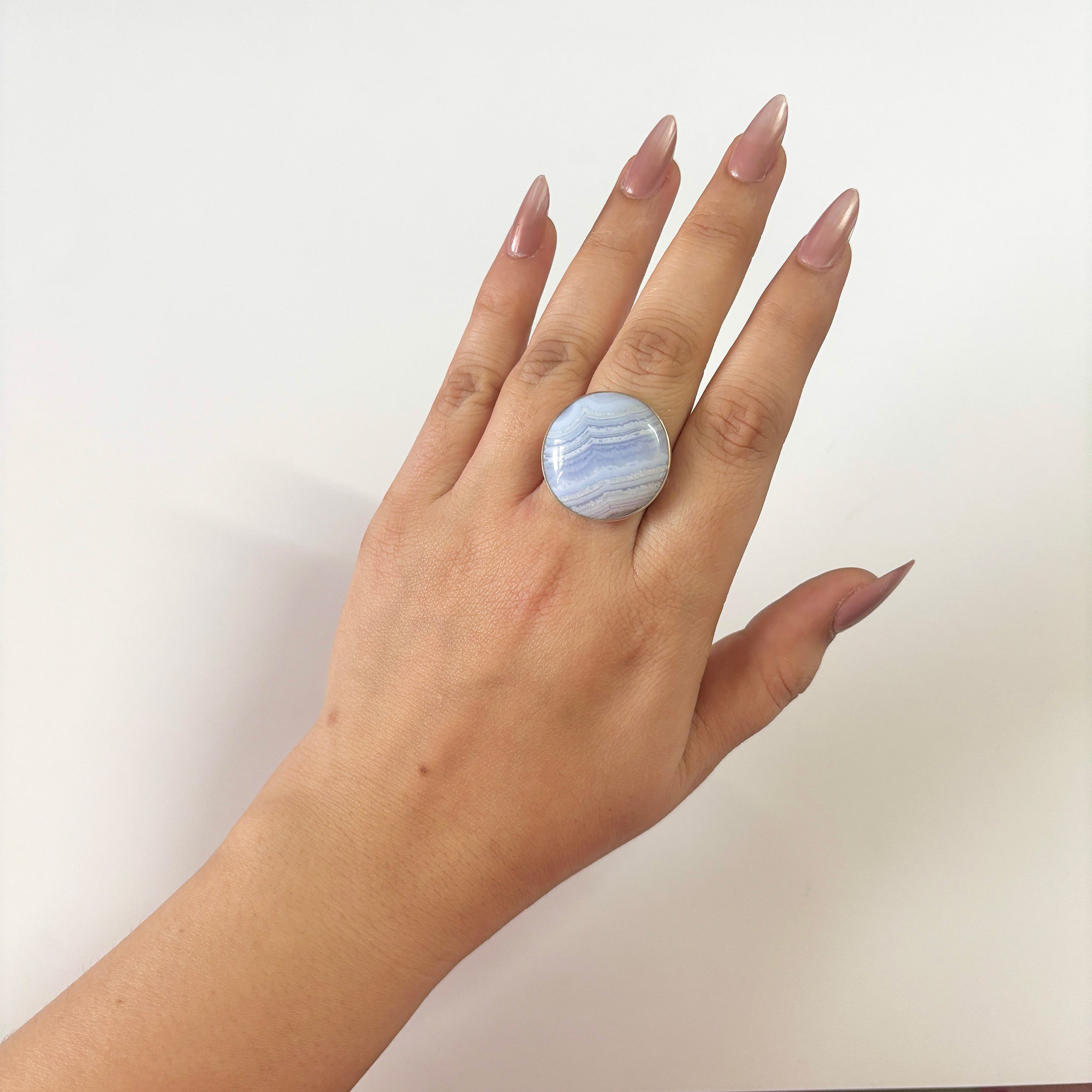 Blue Lace Agate Ring-(BLA-2-7)