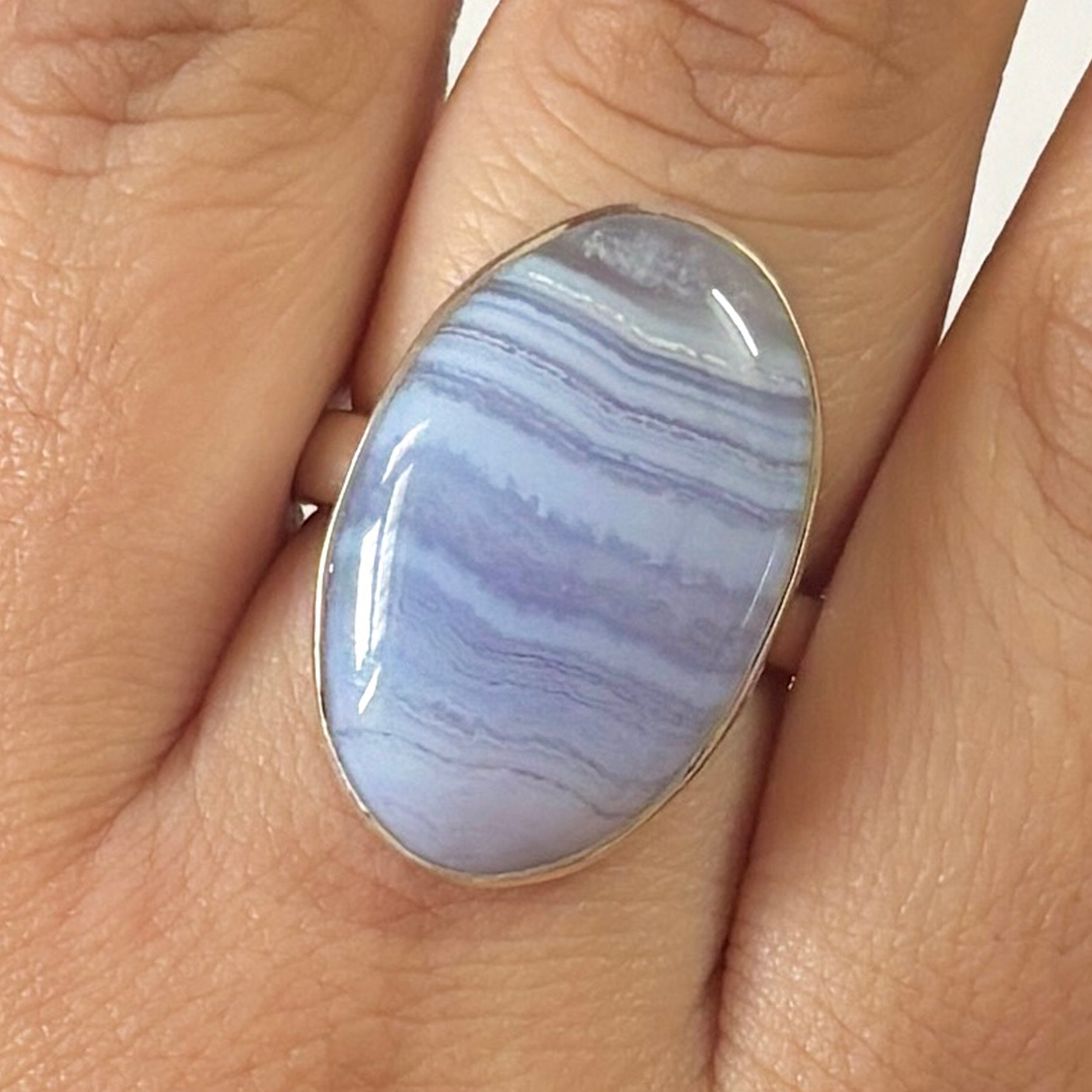 Blue Lace Agate Ring-(BLA-2-8)