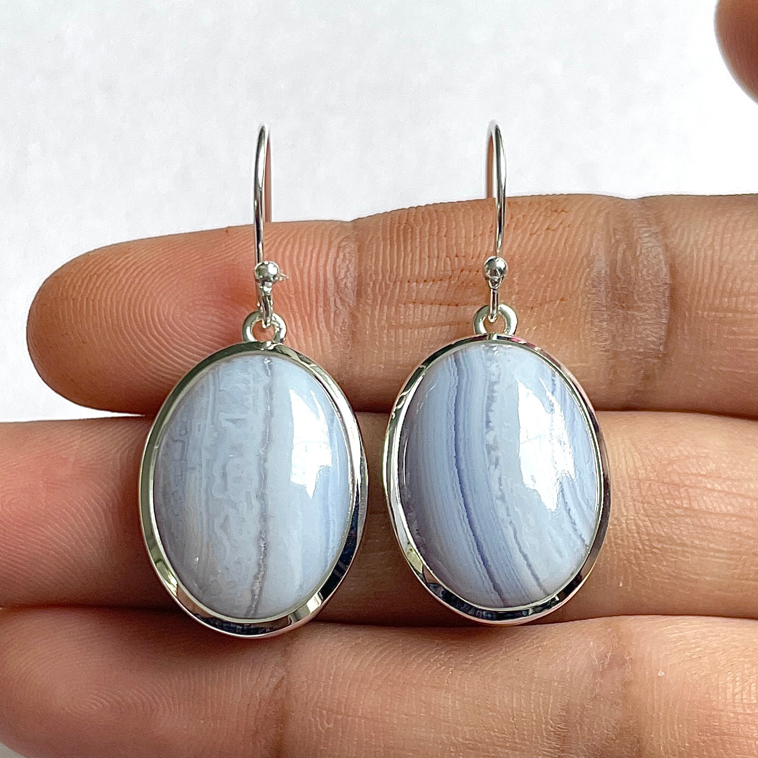 Blue Lace Agate Earring-(BLA-3-1)