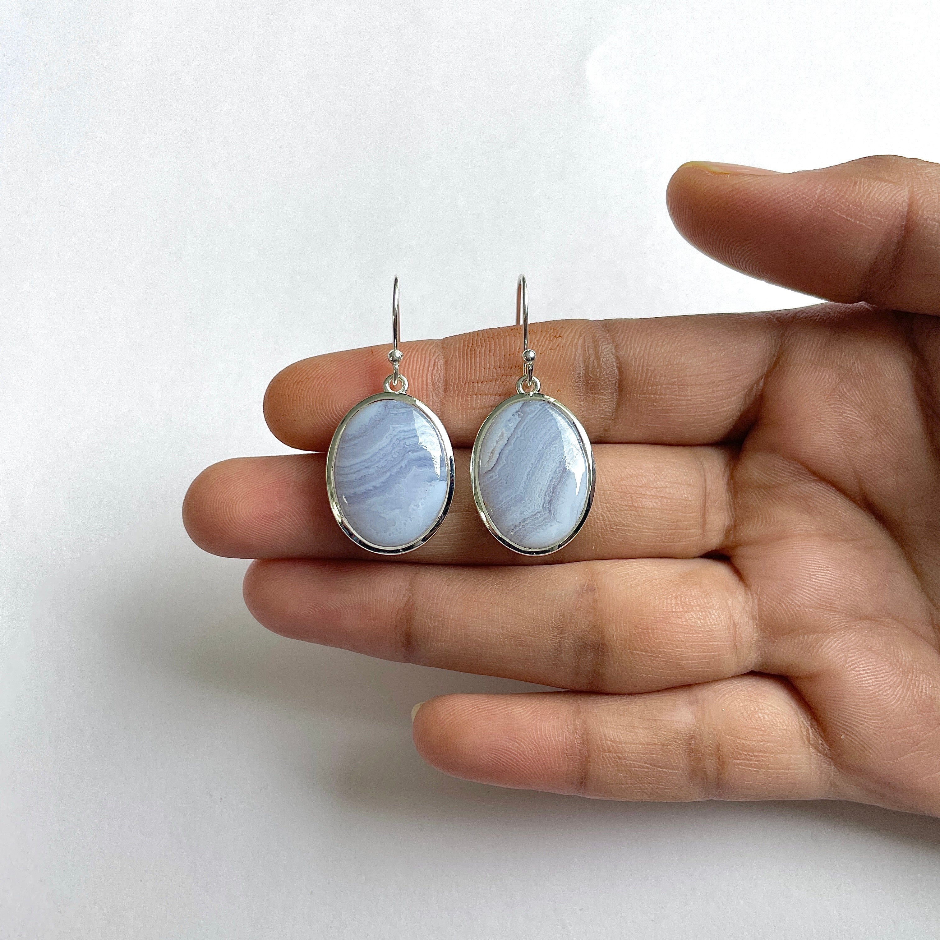 Blue Lace Agate Earring-(BLA-3-10)