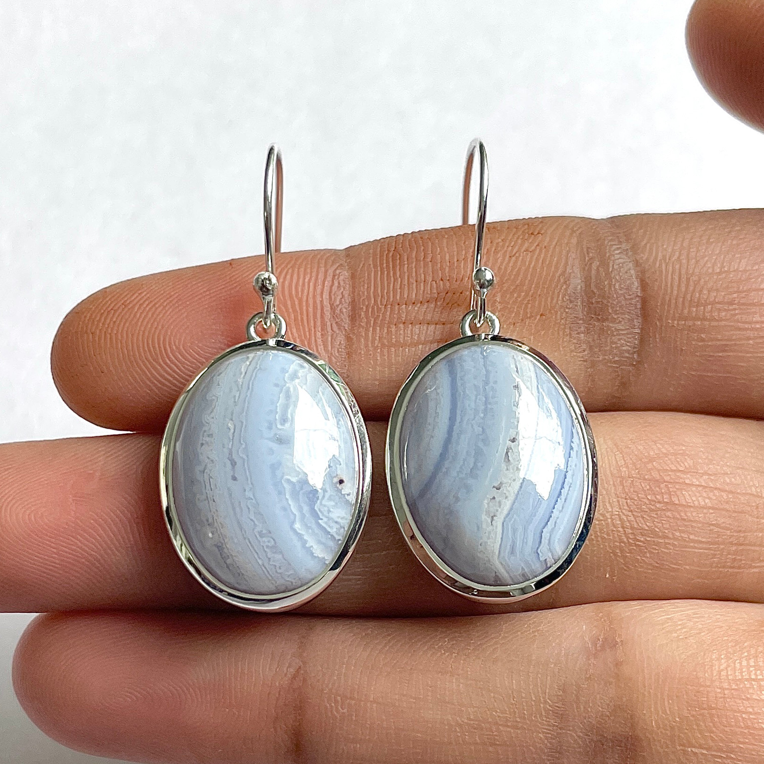 Blue Lace Agate Earring-(BLA-3-7)