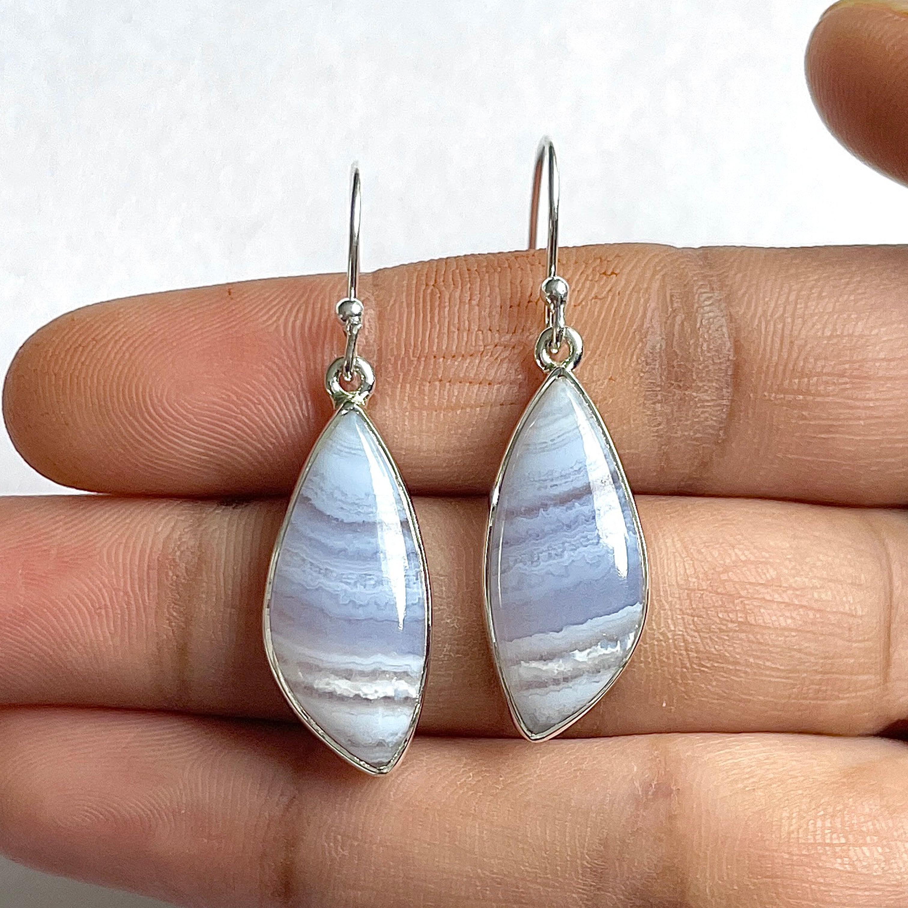 Blue Lace Agate Earring-(BLA-3-8)