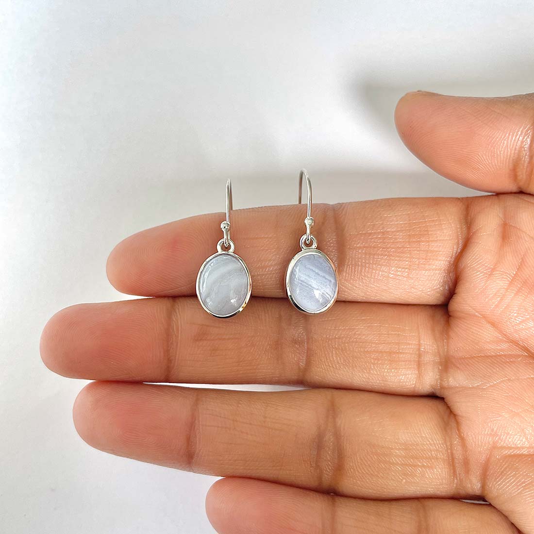 Blue Lace Agate Earring-(BLA-RDE-1131)
