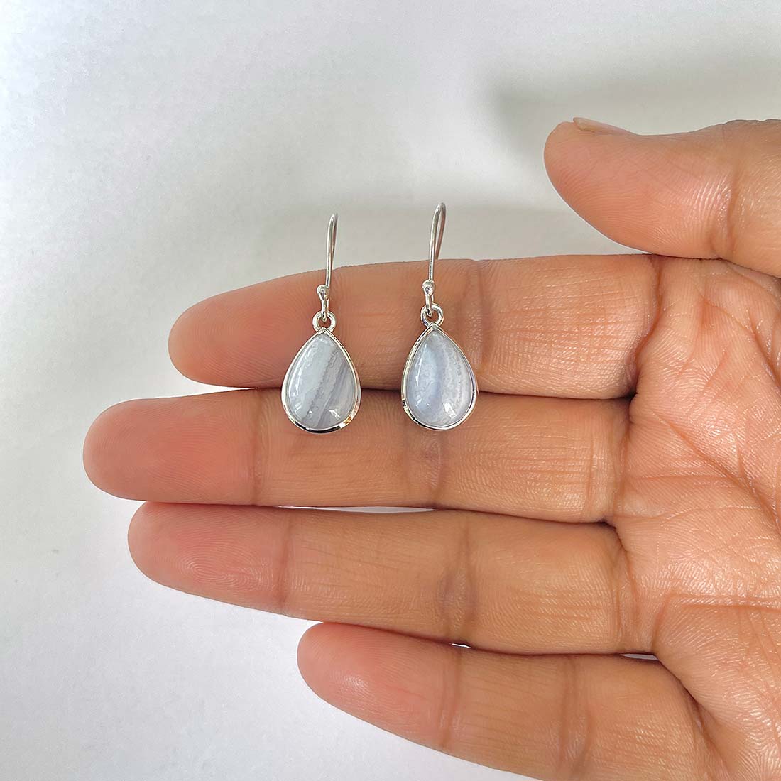 Blue Lace Agate Earring-(BLA-RDE-1160)