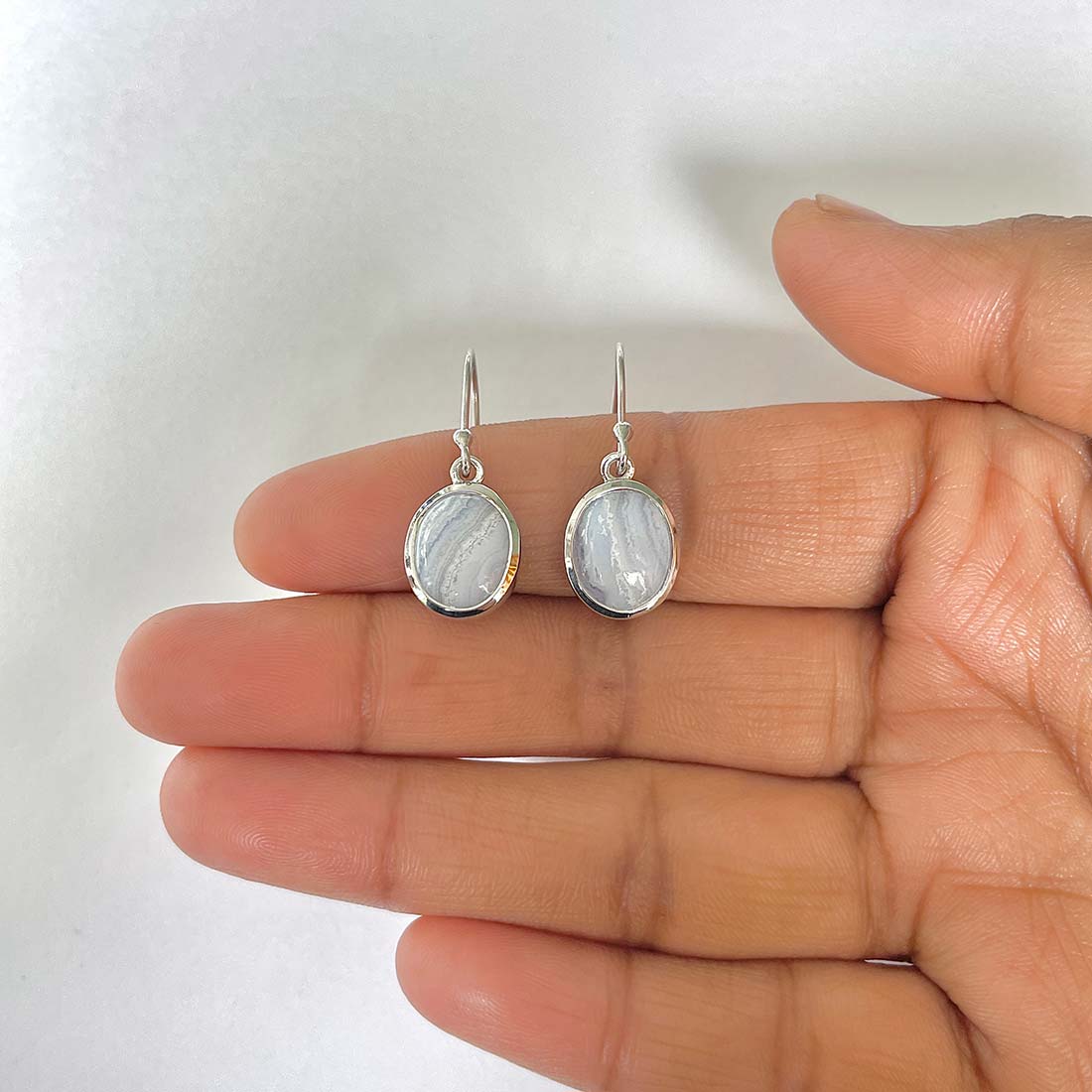 Blue Lace Agate Earring-(BLA-RDE-727)