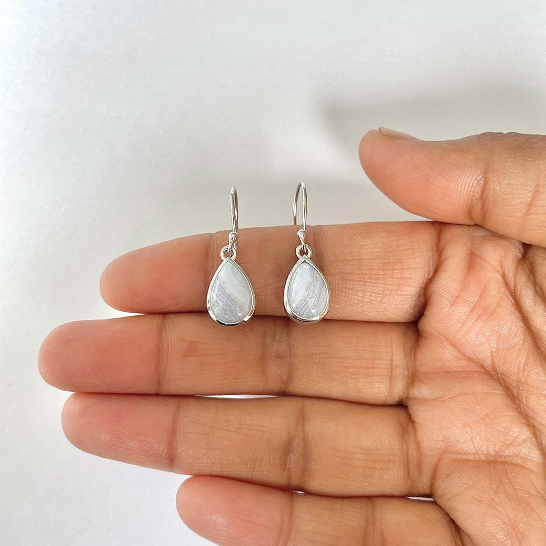 Blue Lace Agate Earring-(BLA-RDE-728)
