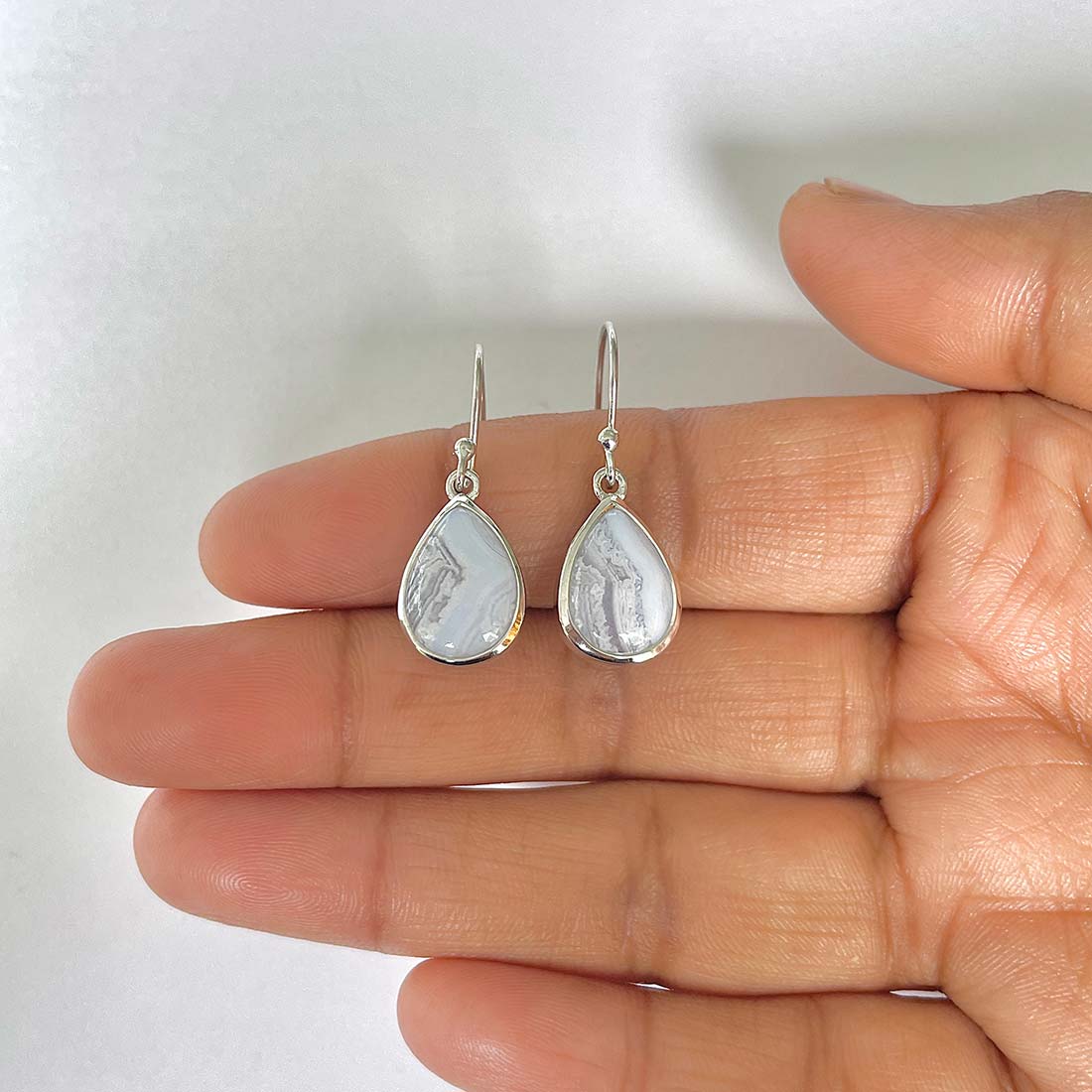 Blue Lace Agate Earring-(BLA-RDE-731)