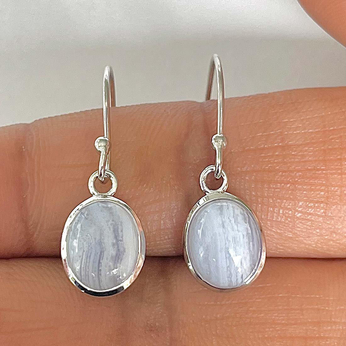 Blue Lace Agate Earring-(BLA-RDE-829)