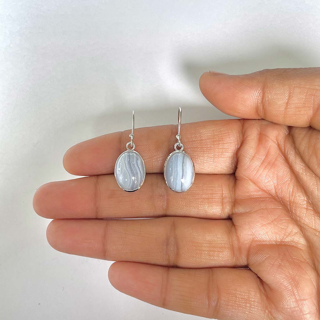 Blue Lace Agate Earring-(BLA-RDE-830)