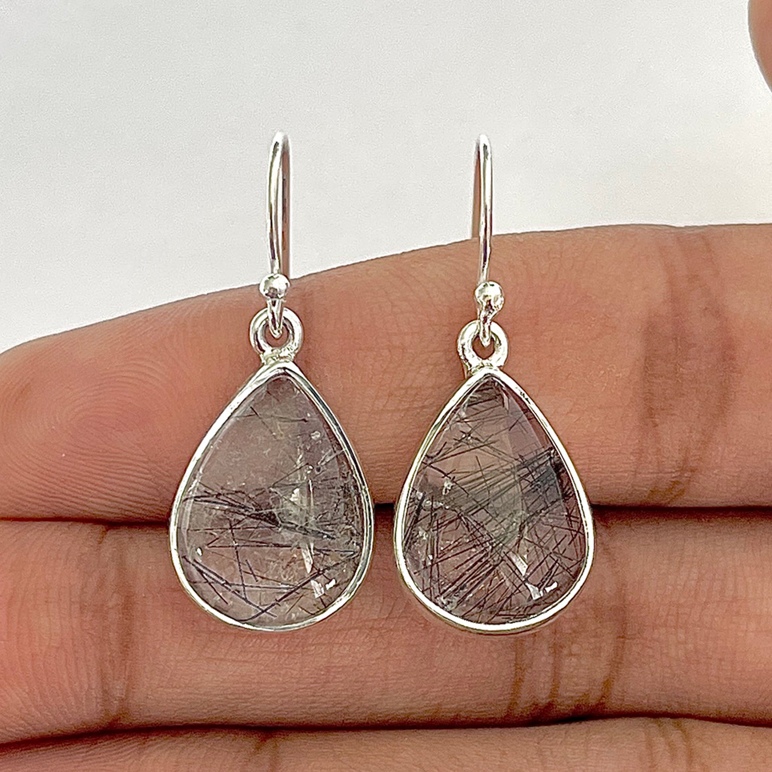 Black Rutile Earring-(BLR-3-3)