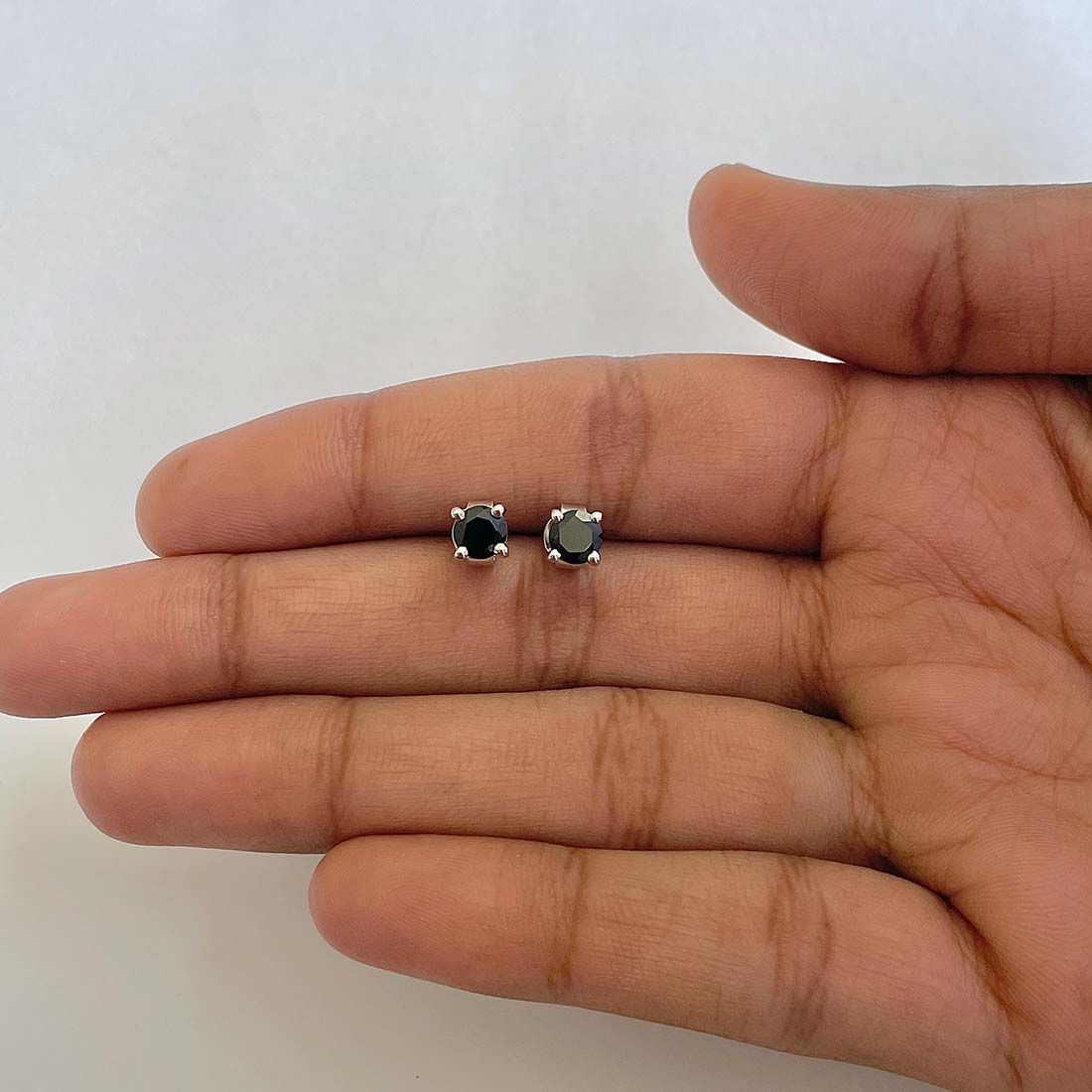 Black Tourmaline Stud Earring-(BLS-RDE-1321)