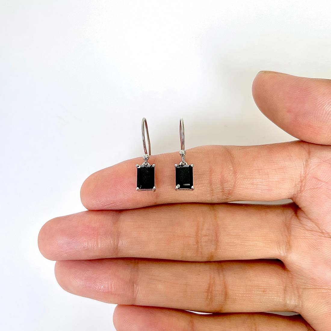 Black Tourmaline Earring-(BLS-RDE-675)