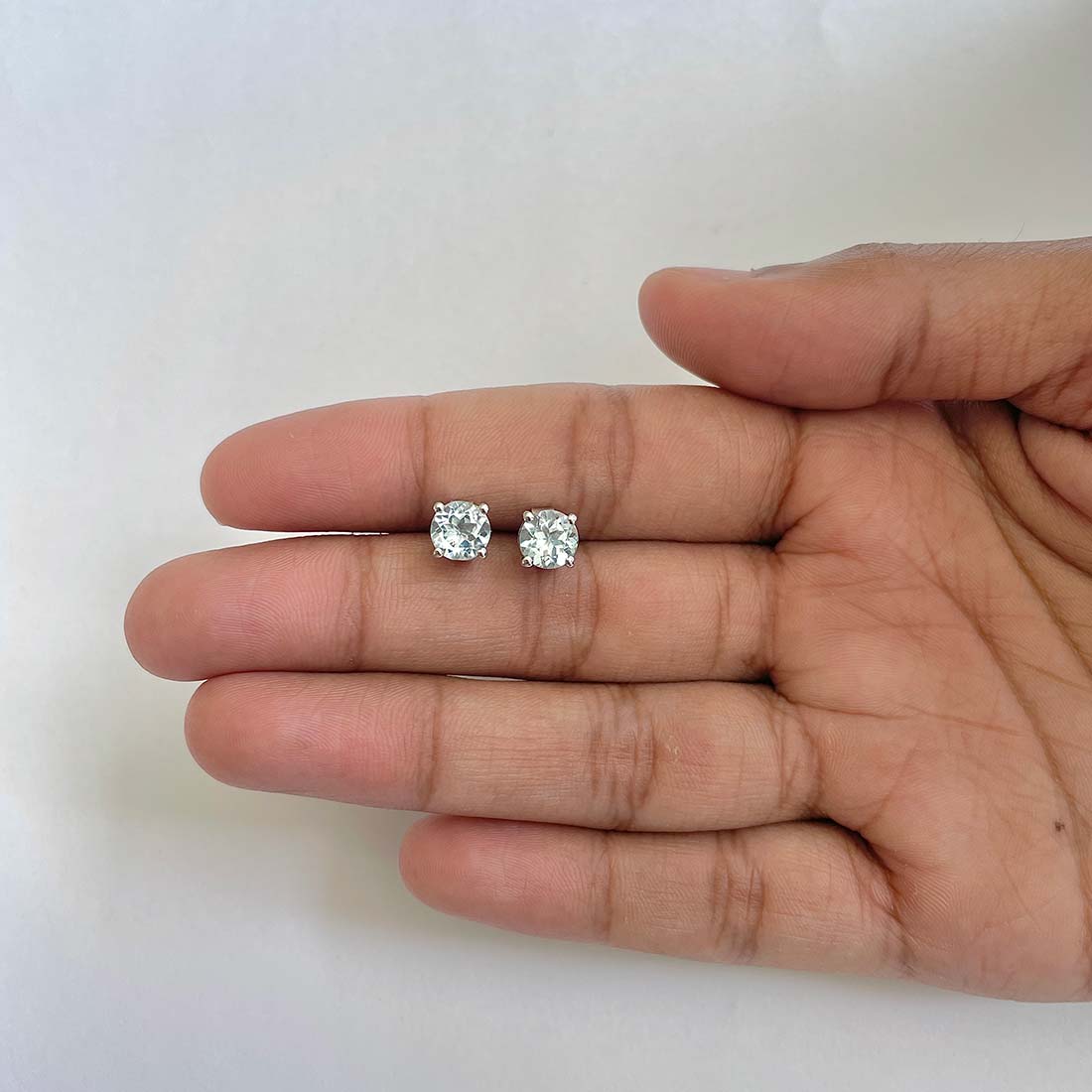 Blue Topaz Stud Earring-(BTZ-RDE-1024)