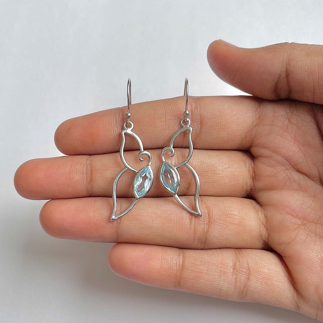 Blue Topaz Earring-(BTZ-RDE-50)