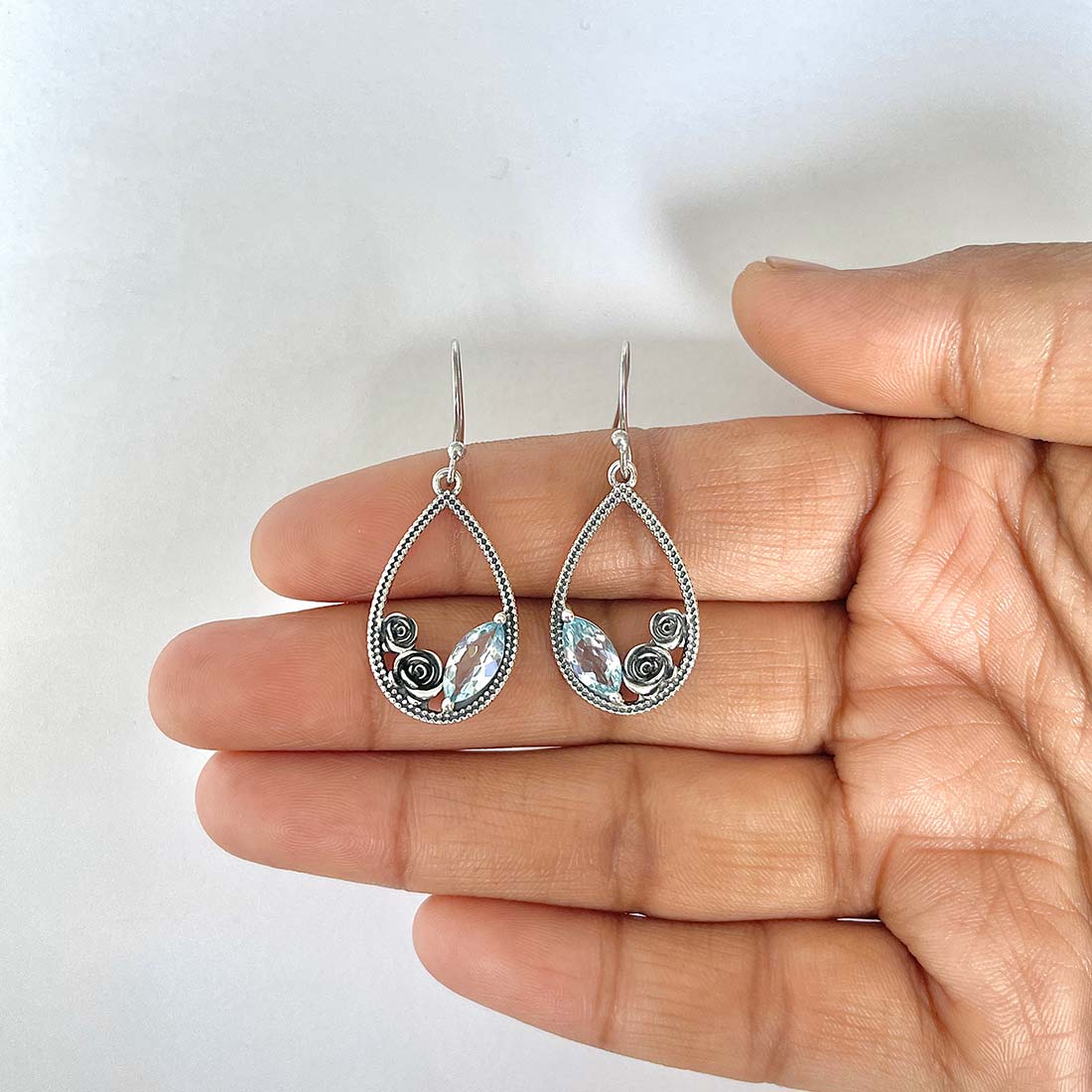 Blue Topaz Earring-(BTZ-RDE-69)