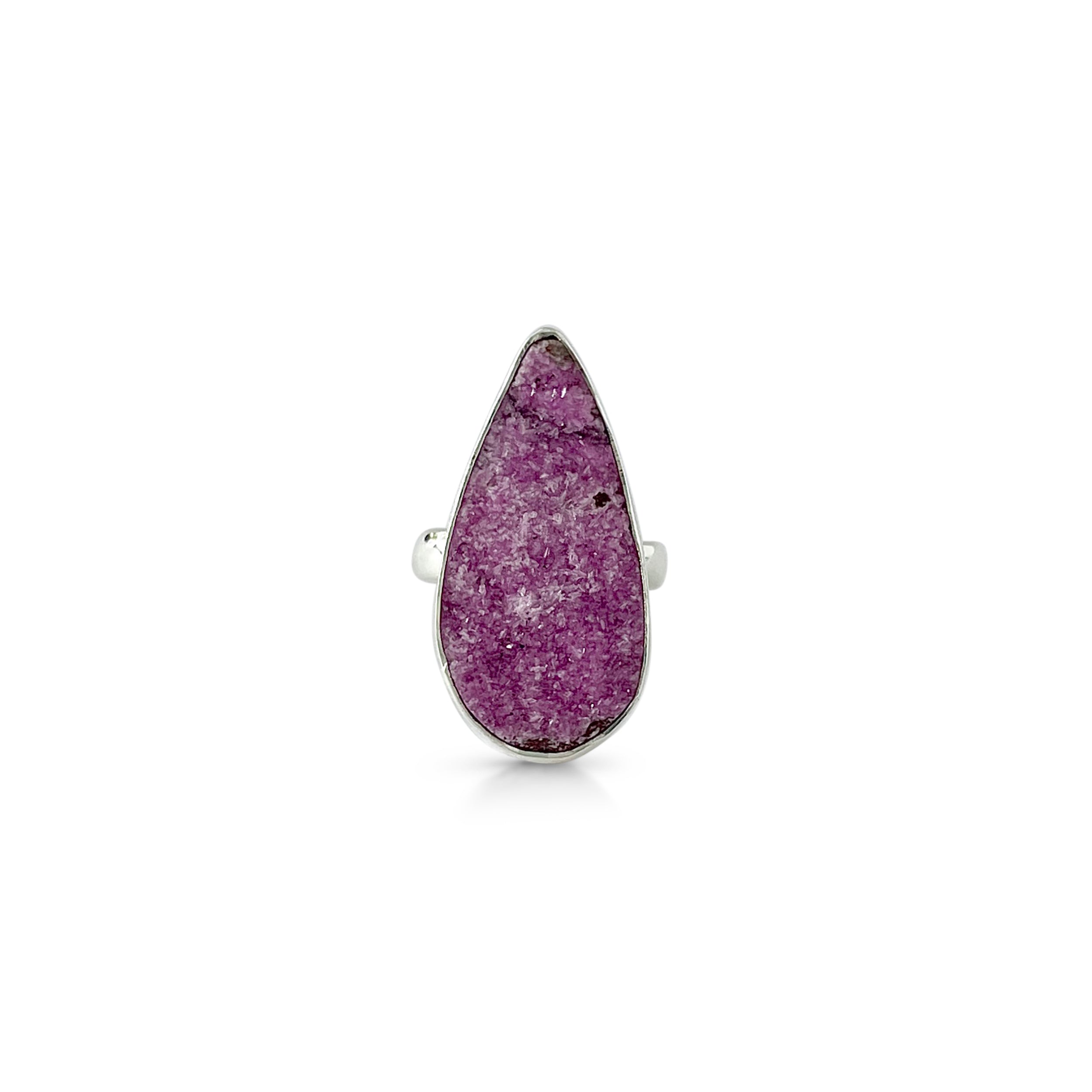 Cobalt Calcite Druzy Ring-(CBC-2-14)