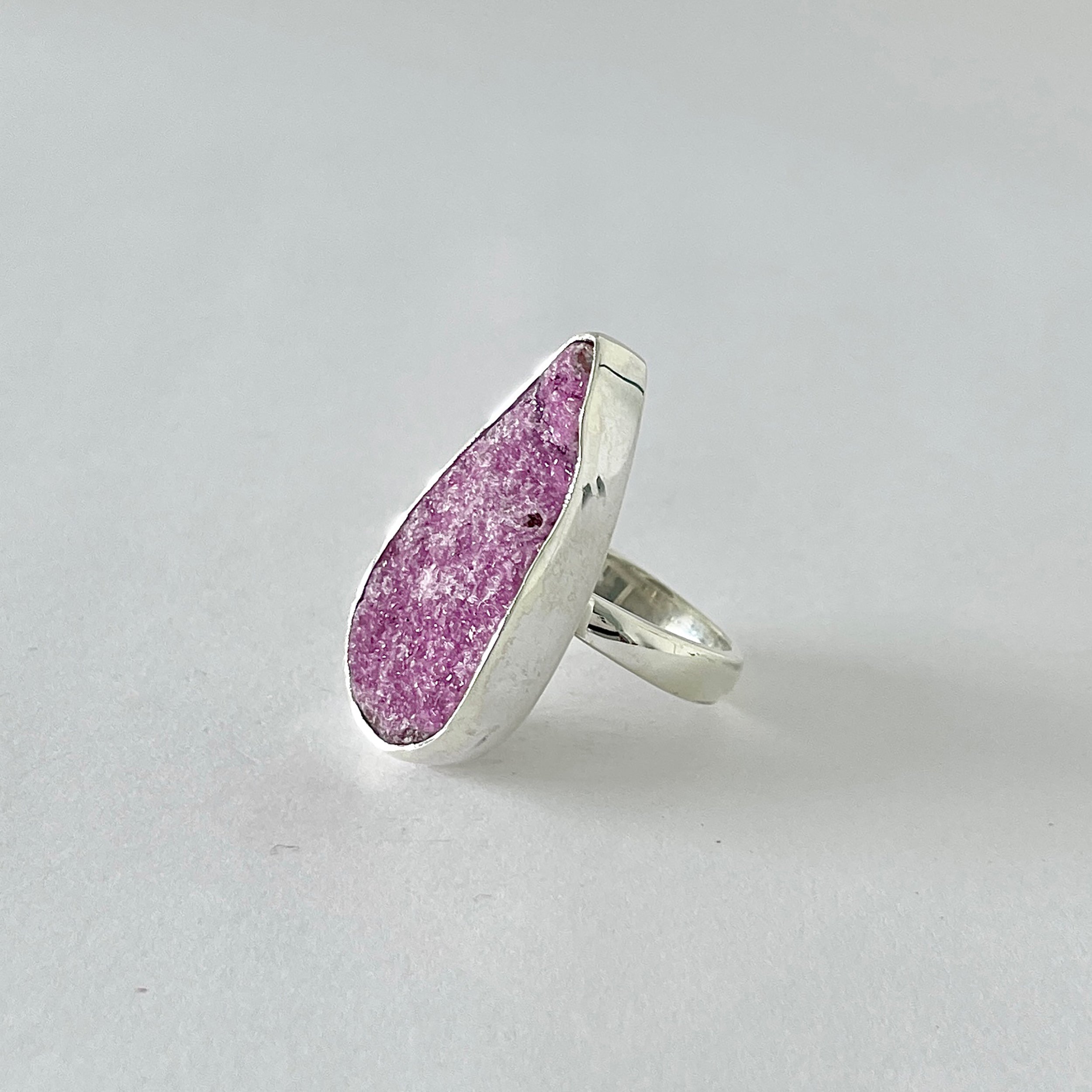 Cobalt Calcite Druzy Ring-(CBC-2-14)