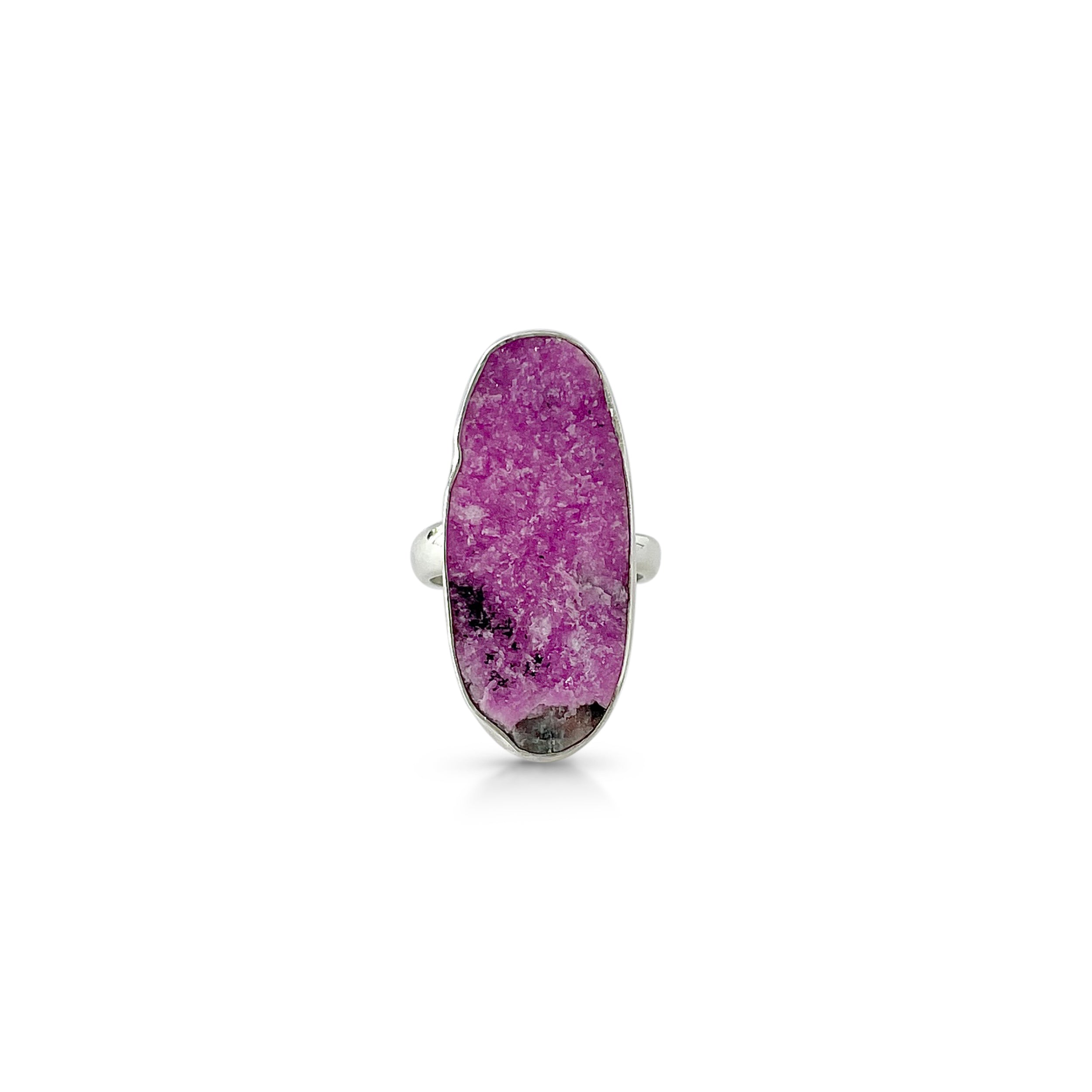 Cobalt Calcite Druzy Ring-(CBC-2-18)