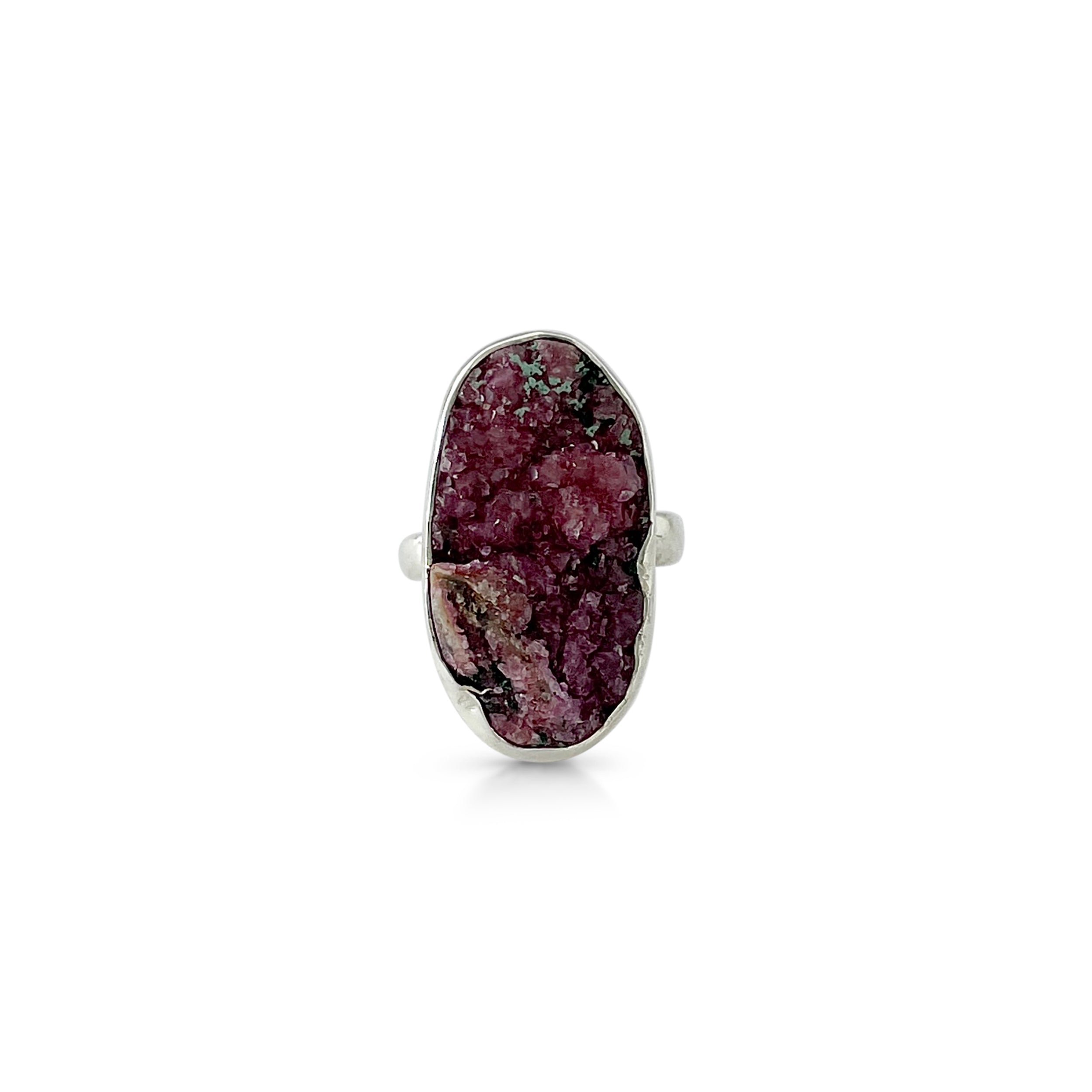 Cobalt Calcite Druzy Ring-(CBC-2-8)