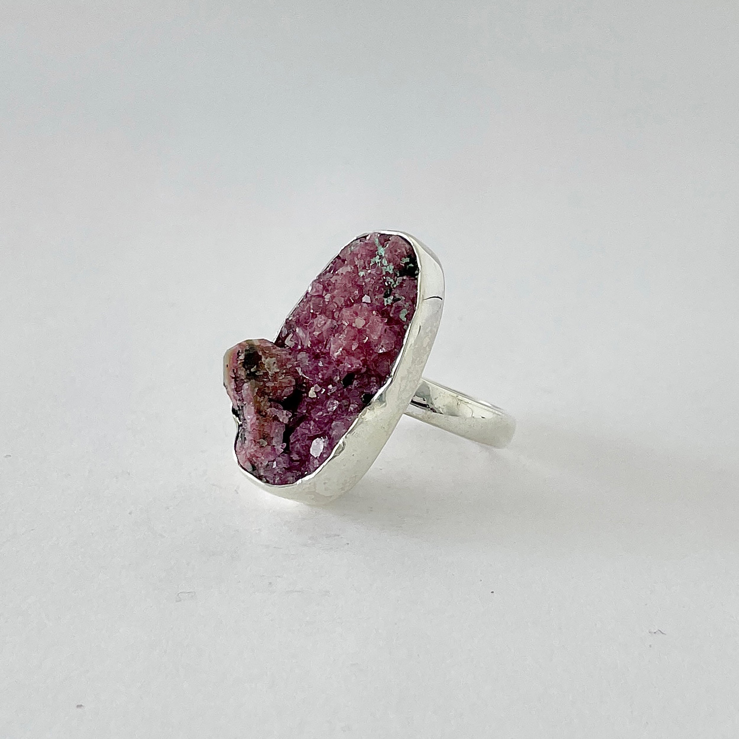 Cobalt Calcite Druzy Ring-(CBC-2-8)