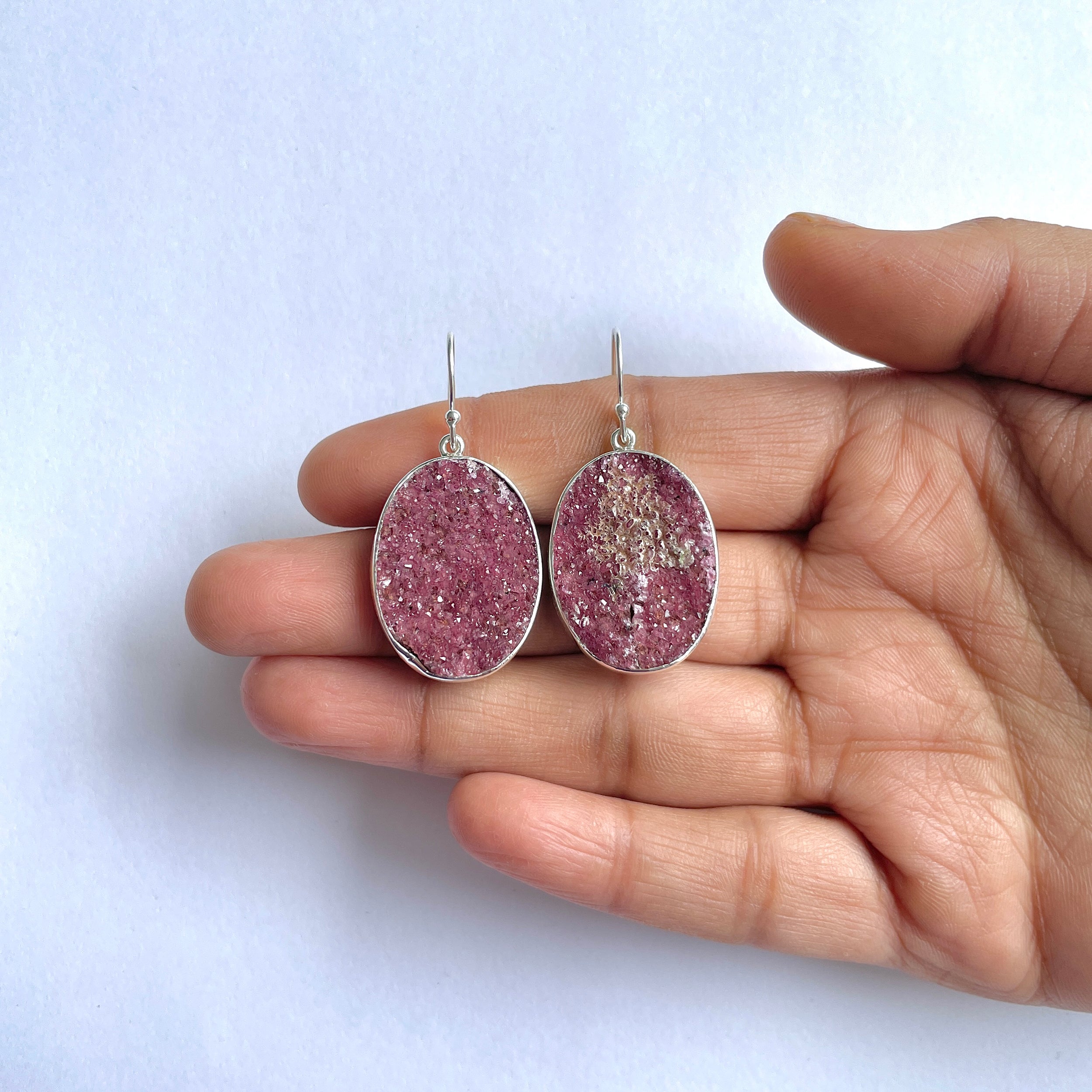 Cobalt Calcite Druzy Earring-(CBC-3-15)